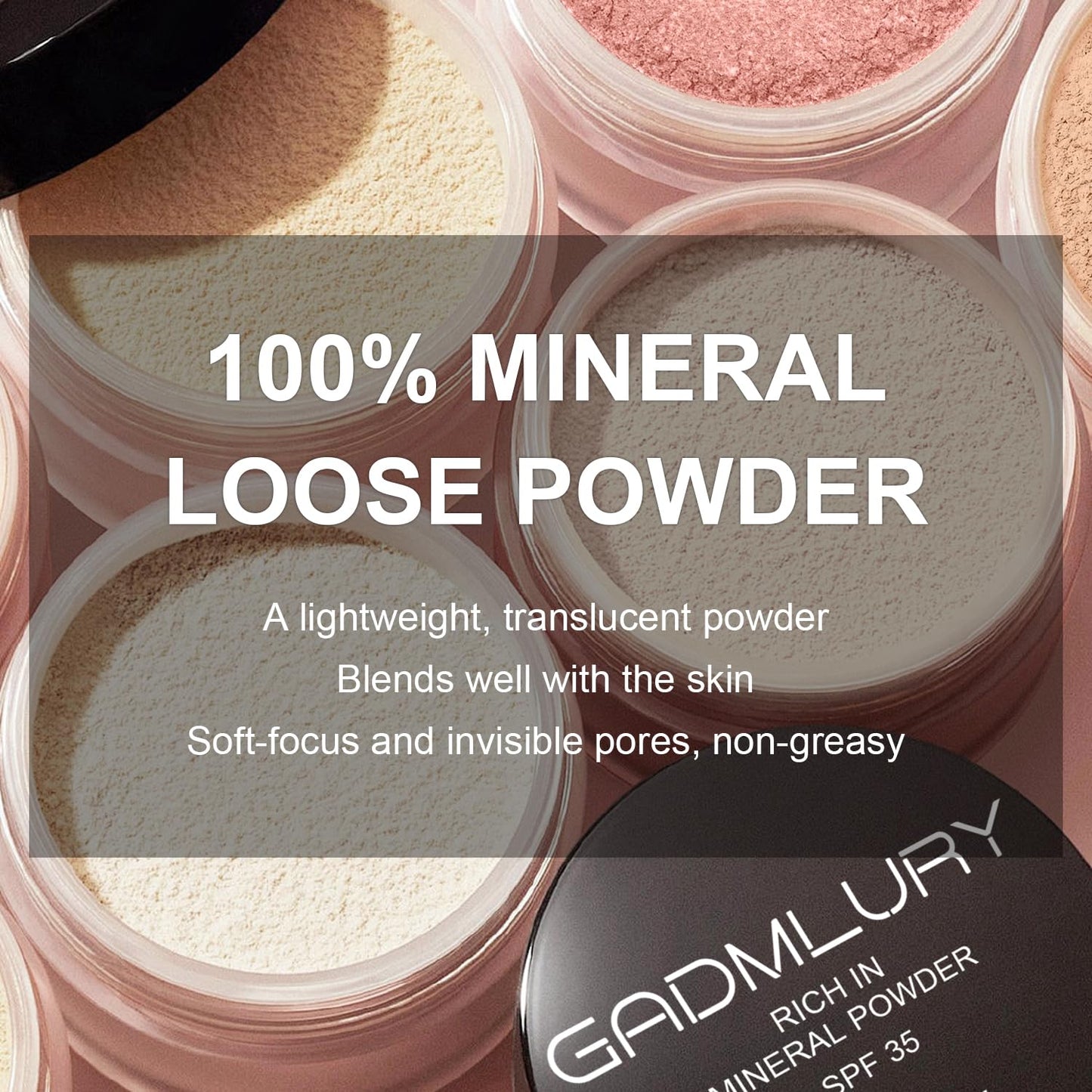 Mineral Setting Powder, SPF 35, Sunscreen Pink Face Loose Blurring FinishingPowder, Sheer Coverage, Weightless and Oil Control. Extend Base Makeup (#04 Pink Setting Makeup)