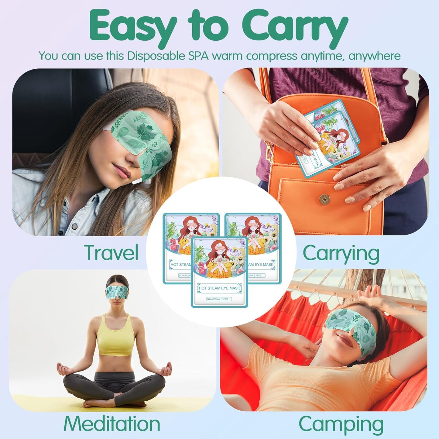 60 Pcs Disposable Steam Eye Mask Bulk Heated Eye Masks for Dry Eyes Spa Warming Eye Mask Self Heating Eye Masks with Warm Moist Warm Compress for Eye Stress Dark Circle Relief (Unscented)