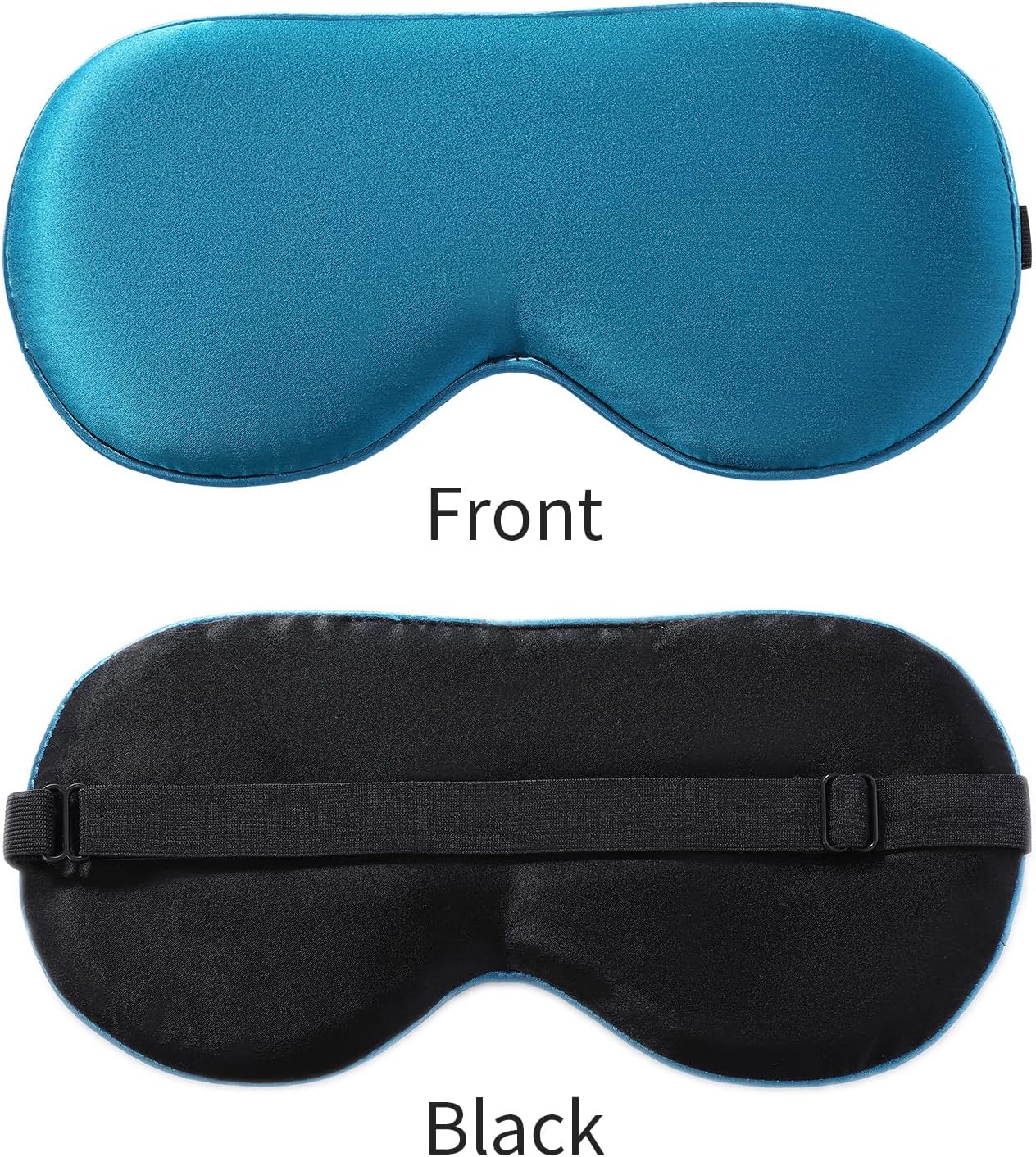 2-Pack 100% Real Natural Silk Eye Mask, Silk Sleeping Mask, Shade Puffy Eye Gift with Adjustable Straps, Sleep Eye Mask, SHJINJU Eye Mask Shade (Black and Lake Blue)