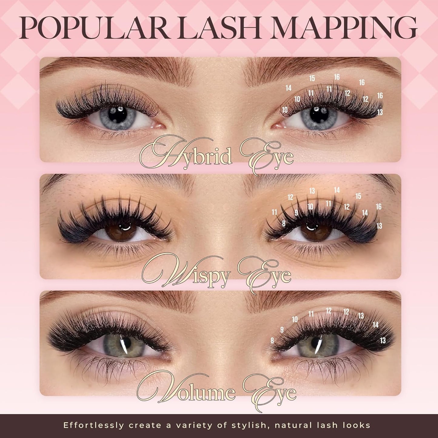 LASHVIEW Classic Lash Extensions 0.03-0.20 J/B/L/C/CC/D Curl 8-16mm Mixed & Single Length Tray, Soft Matte Dark Professional Eyelashes Extension(0.15 CC 8-16mm)