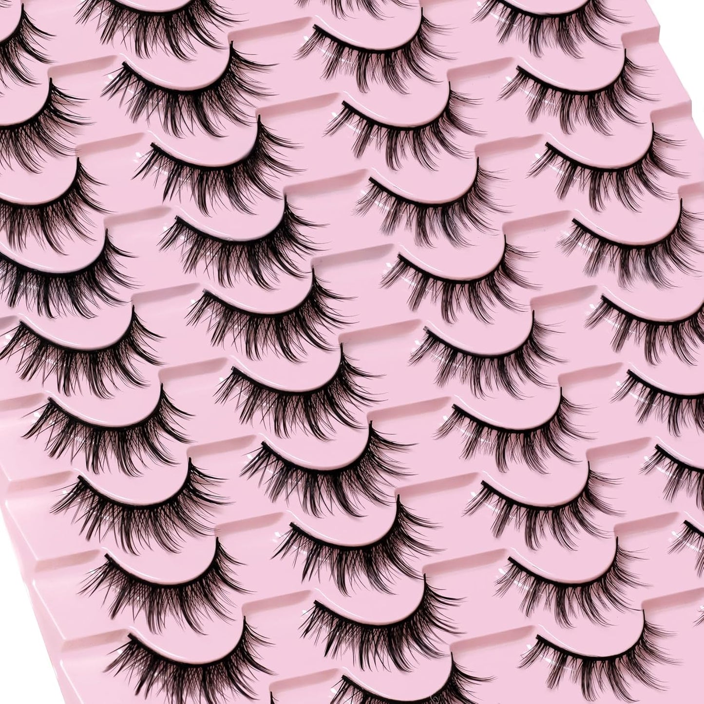 Losha Manga Lashes Natural Look Wispy False Eyelashes 20 Pairs 2 Styles Mixed Soft Fake Eye Lashes Pack Vegan Asian Anime Eyelashes (20P-Manga)