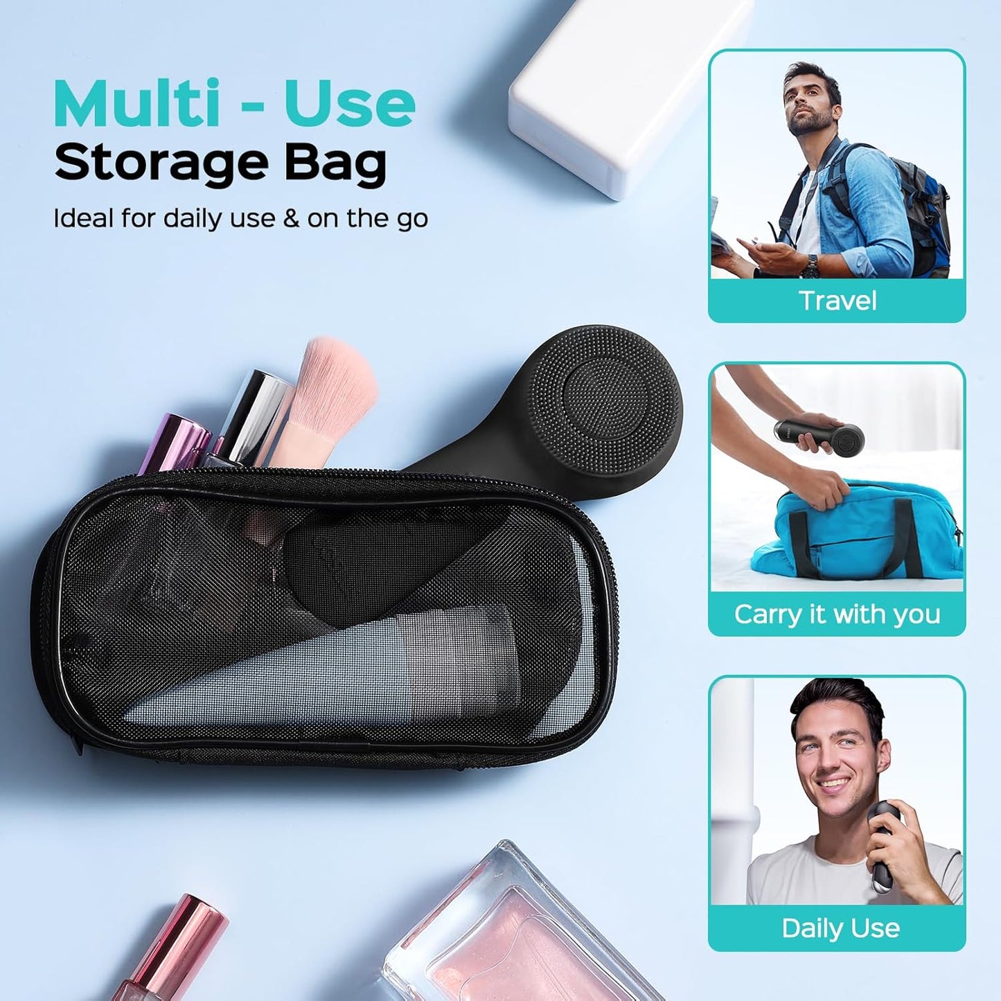 COSLUS Face Scrubber Facial Cleansing Brush: 2 in 1 Spin and Vibration Patented Tech, Silicone Electric Exfoliator Scrubber with Automatic Foaming, Waterproof Face Cleanser Brush for Men and Women