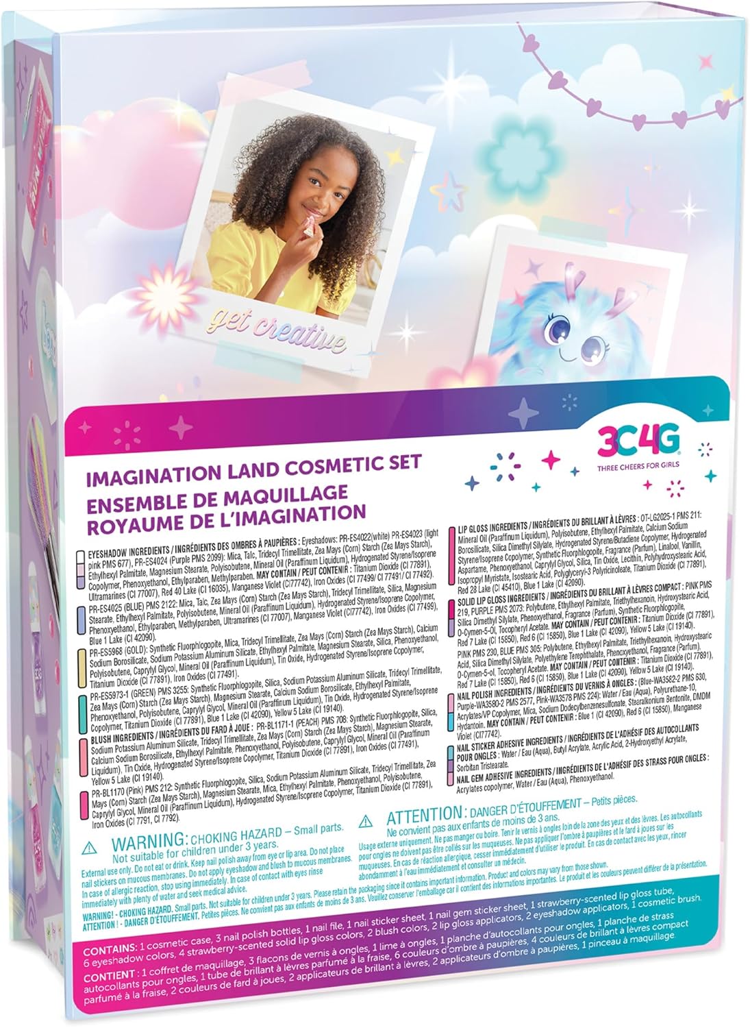 Make It Real 3C4G: Imagination Land Cosmetic Set - 25pc Complete Beauty Set, Blush, Eyeshadow, Lip Gloss, Nail Polish, Three Cheers for Girls, Kids Ages 8+