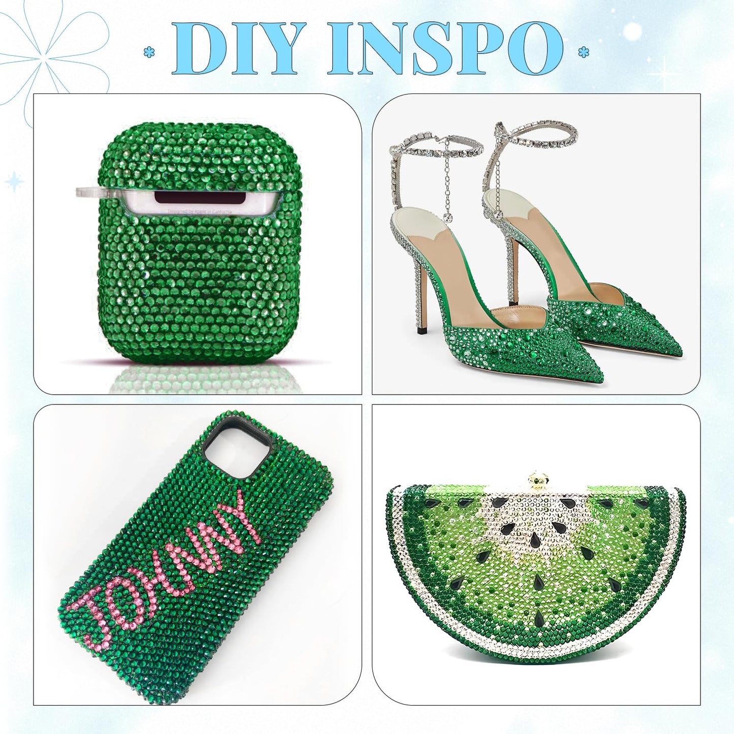 6000Pcs Resin Rhinestones for Bedazzling with 3Pcs B7000 Jewelry Glue, 1 Box Emerald Green Flatback Rhinestones for Crafting Crafts DIY, Crystals Gems for Clothing Shoes Tumblers Nail Art Makeup