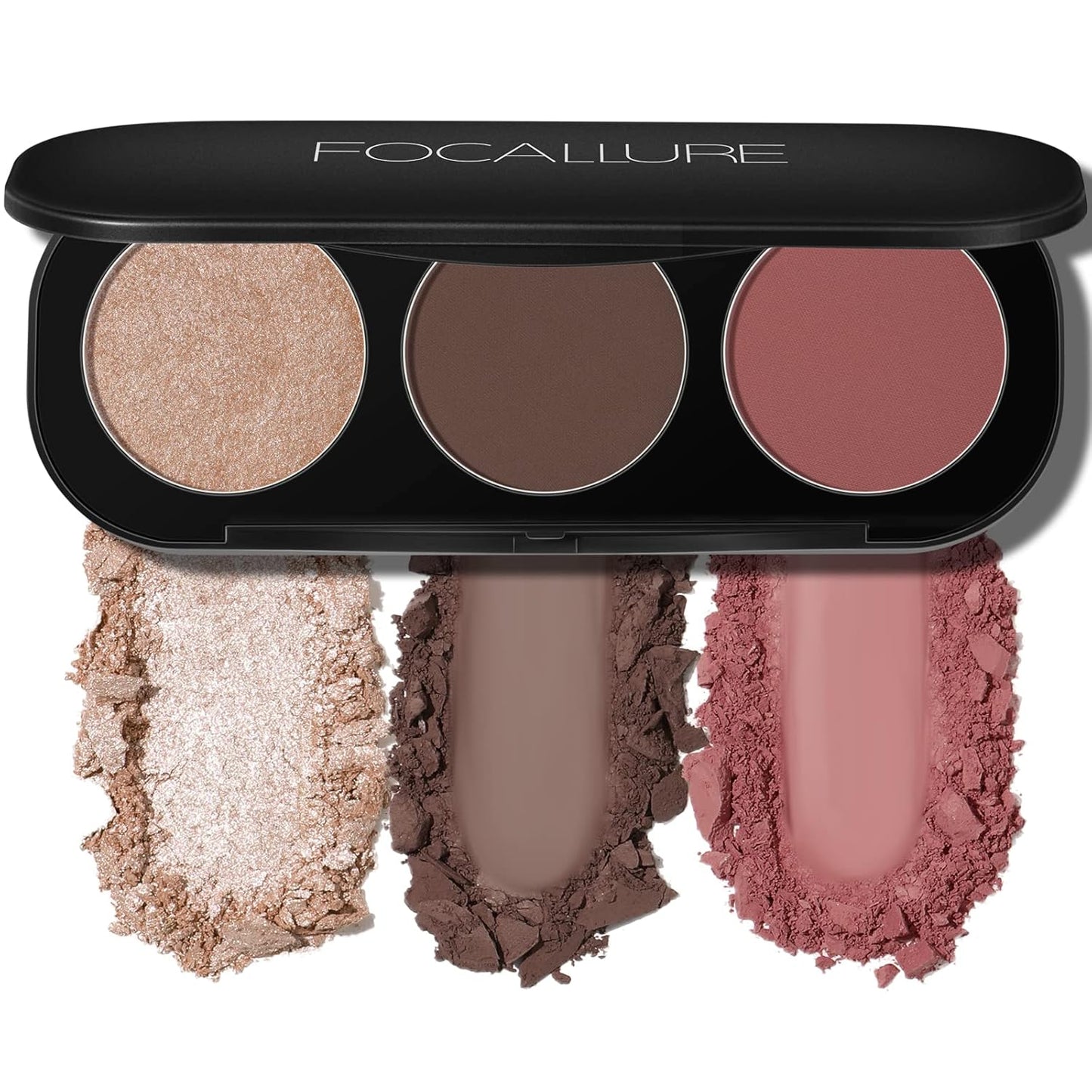 FOCALLURE Blush and Highlighter Palette,3 in 1 Contour Palette,Cruelty-Free Matte Bronzer Powder,Shimmer Illuminator Highlighters for a Glowing Look,#11