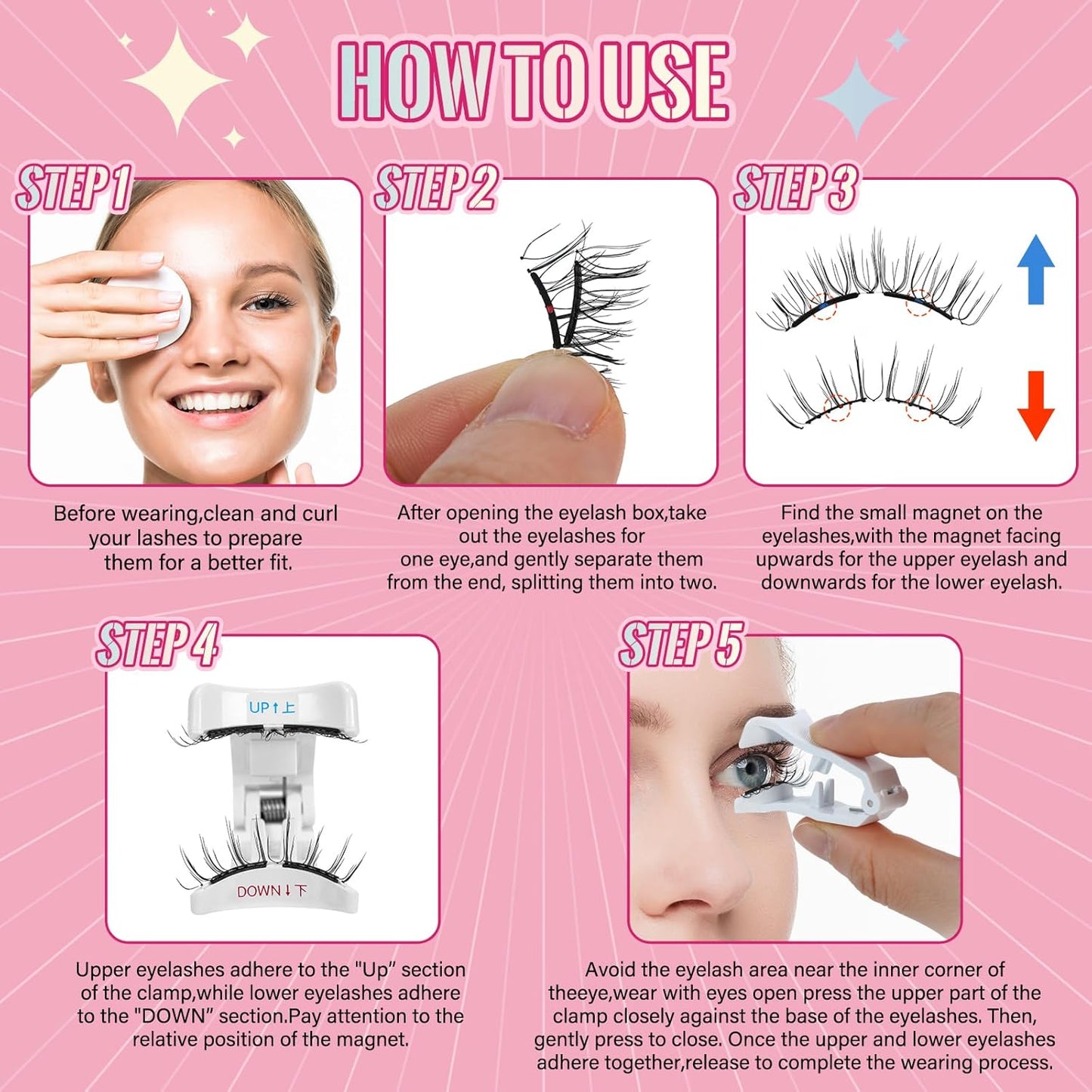 Magnetic Eyelashes Soft Magnetic Lashes With Applicator,3s Application 1s Removal No Glue Needed Long Lasting and Reusable Soft Magnet Lashes Waterproof Cruelty Easy To Wear (1Pair,Frisky)