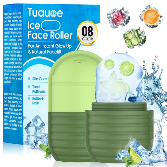 1Pcs Ice Roller for Face, Ice Face Roller, Reusable Silicone Ice Mold for Face, Facial Beauty Ice Roller Skin Care Tools for Shrink Pores Anti Wrinkle Reduce Puffiness (Green)