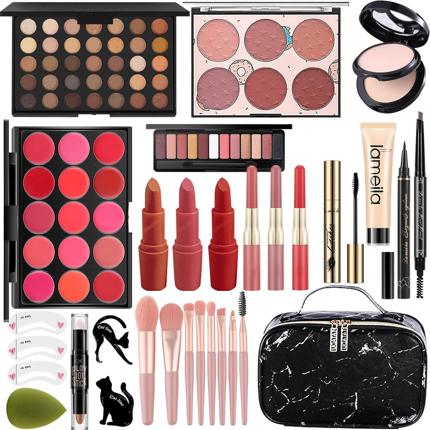 M All In One Makeup Kit, Makeup Kit for Women Full Kit,Multipurpose Women's Cosmetics Set,Beginners and Professionals Alike,Easy to Carry(DLS-Black)