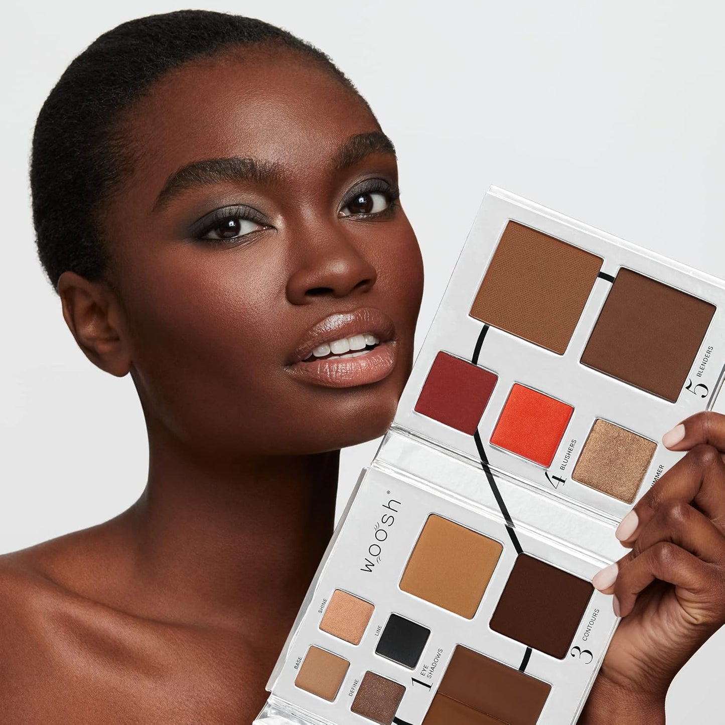 Woosh Beauty, Fold Out Face Original Makeup Palette, Travel, All in One, Neutral Cream & Powder (#5 Deep)