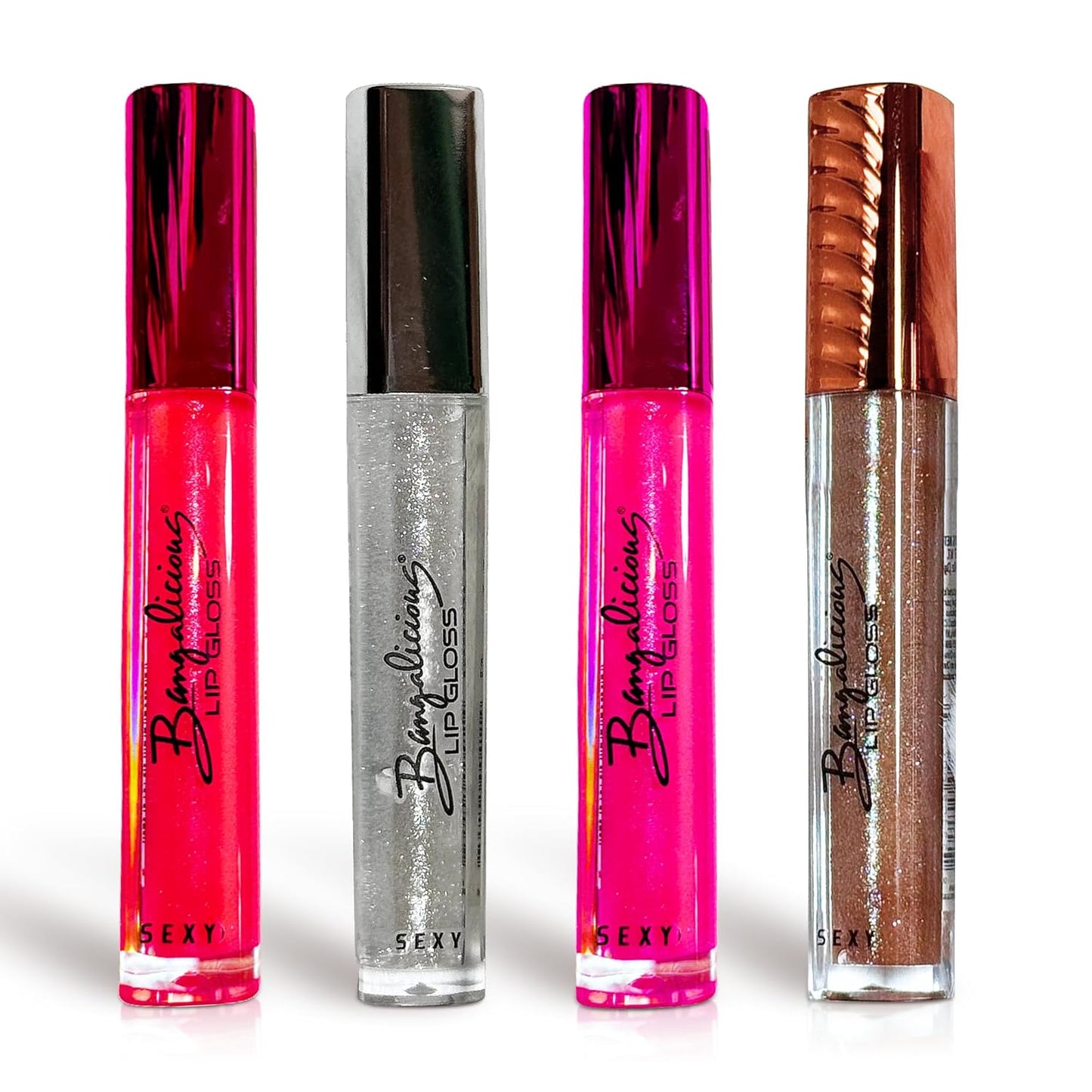 Lip Gloss for Women – Hydrating, Vitamin E Infused – Smooth Application, Clean Formula – Clear, Pink, Red & Brown Lipgloss, 4 Pack