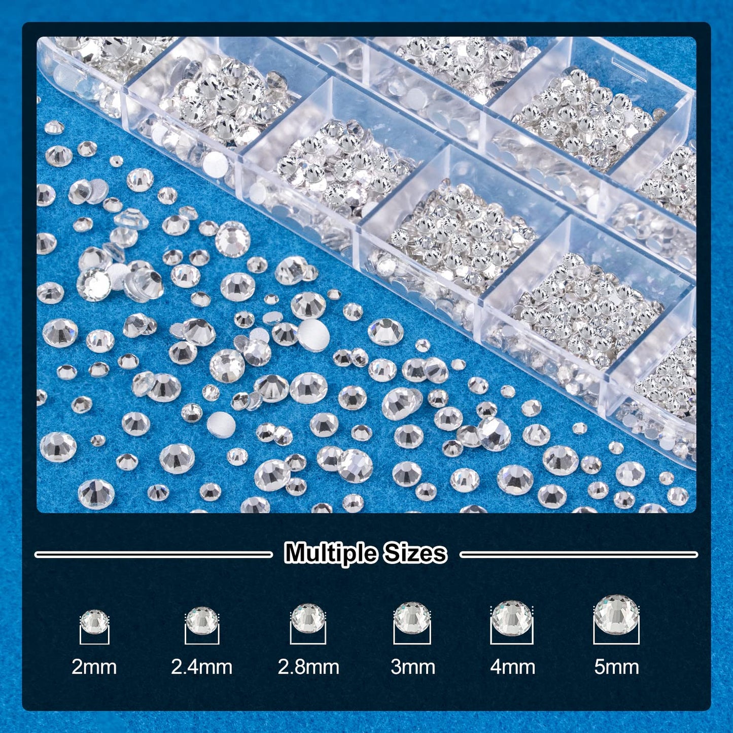 Nail Art Rhinestone Glue Gel&1 Box Flatback Gems Kit, 1 Tube of 15ml Rhinestone Gel Glue(UV/LED Needed)+Round Glass Crystal Clear Gemstones with Pickup Tools