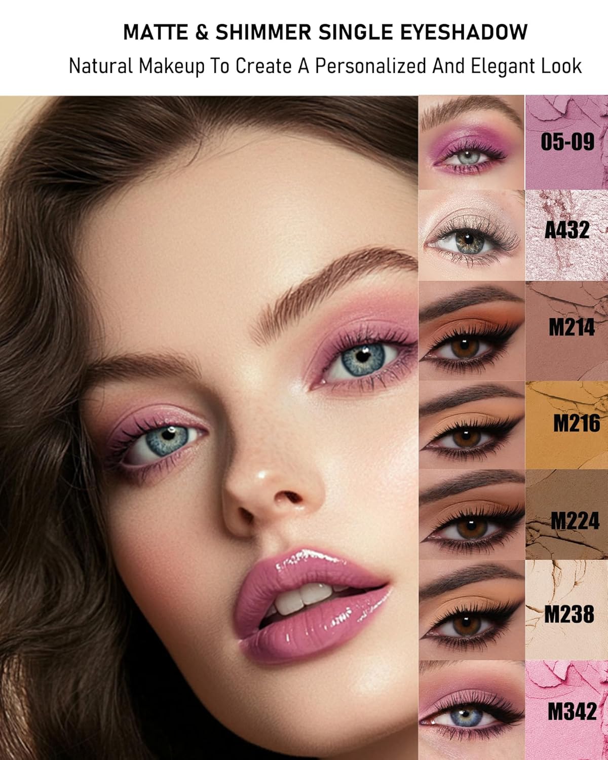 Single Matte Eyeshadow,Brown Eye Shadow Palette Makeup for Older Women, High Pigment Waterproof Nude Pressed Eye Shadows Brow Powder with Smooth Lightweight Powde,Blendable for Daily Eye Look-224