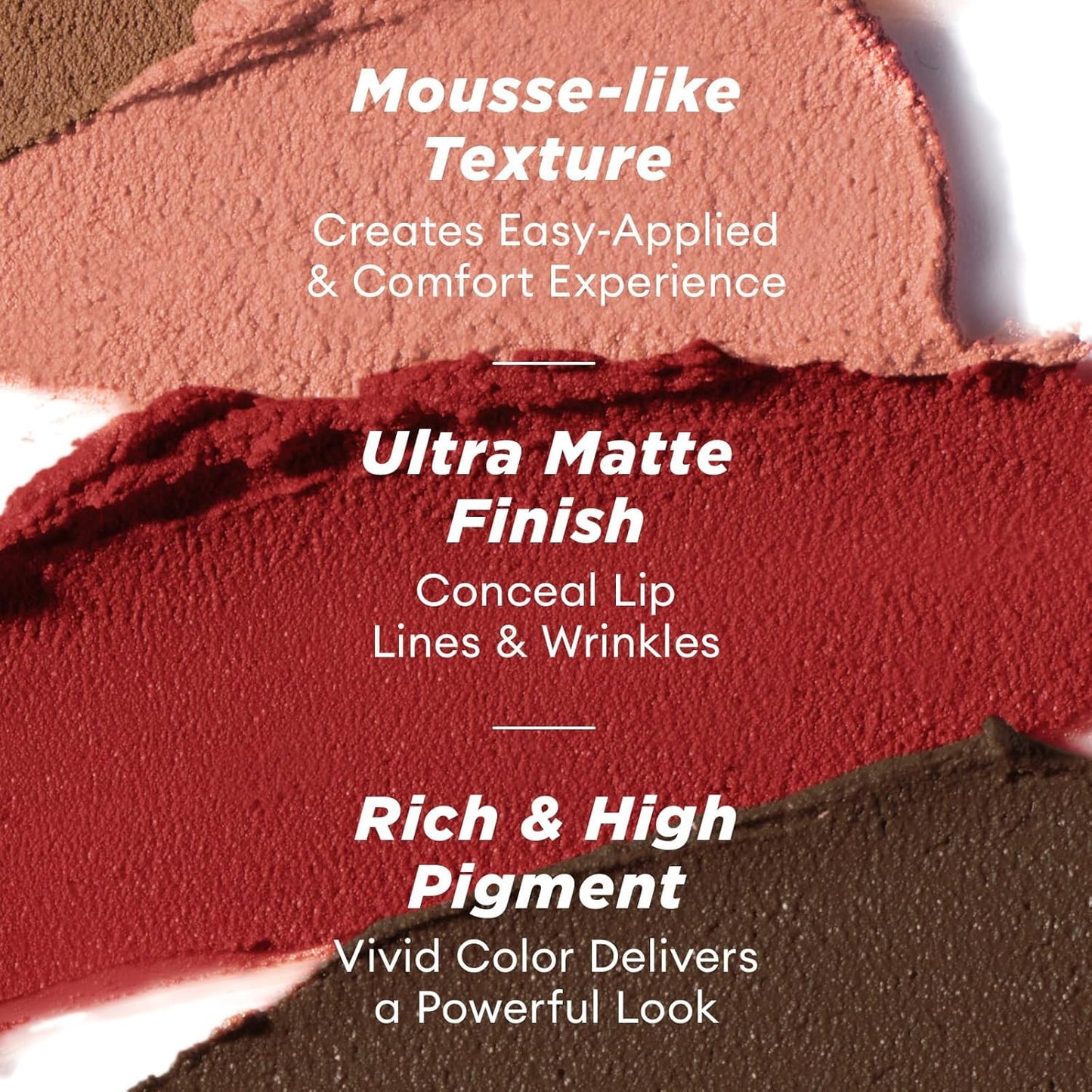ITY Velvet Matte Finish Lip Stain-Mousse Textured Lip Clay, Red Shade, Conceals Lip Lines, Rich Pigment Lip Tint Lipsticks, 0.14 oz (4g) in Earthy, Berrylicious.