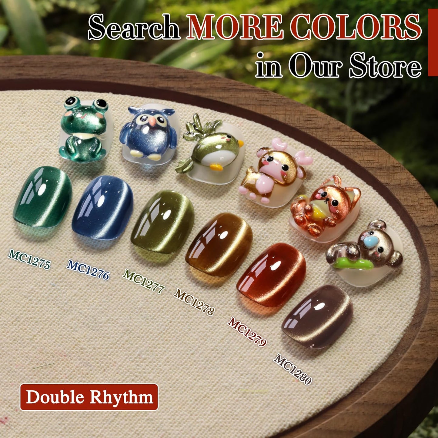 Double Rhythm 0.5 Oz Cat Eye Gel Polish with Magnet Same Color Same Bottle Holographic Glitter Shimmer Translucent Color Salon 15 ML Magnetic Nail Art (Red Brown-MC1279)