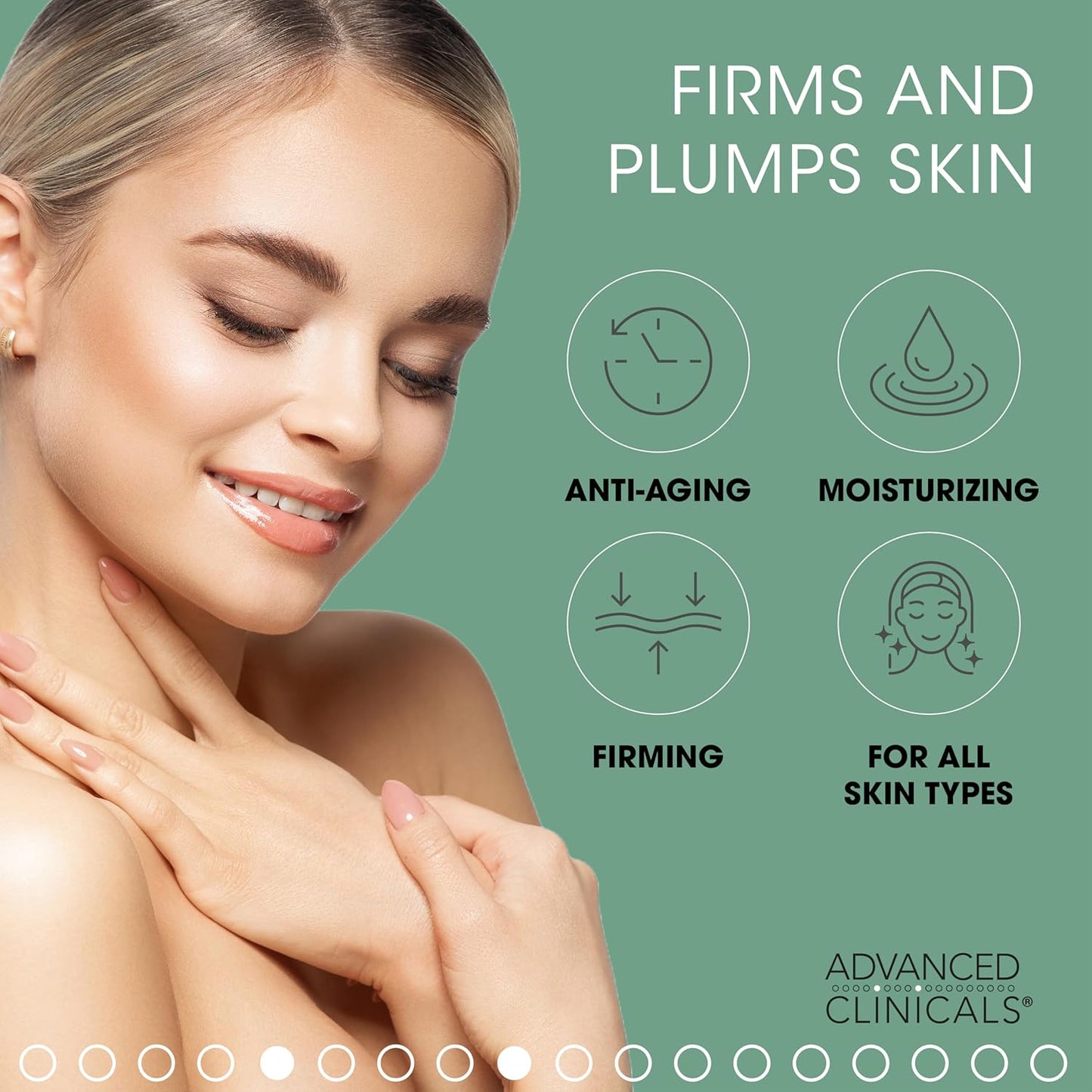 Advanced Clinicals Collagen Body Cream Moisturizer Lotion + Collagen Body Oil Skin Care 2 Piece Set – Tightening, Firming, & Hydrating Skin Care Set To Reduce Crepey Skin, Wrinkles, & Stretch Marks