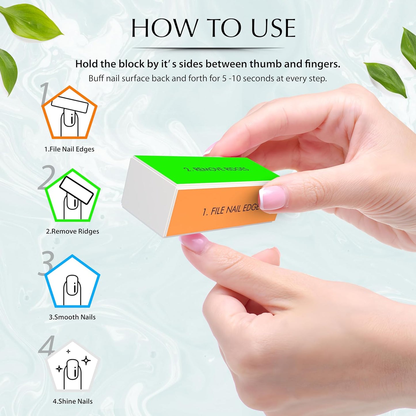 4 Way Nail Buffer Block Nail Shine Buffer Block for Natural and Acrylic Nails Smoother Buffing Block Polisher Fingernail File Buffer 240/400/1000/6000 Grit for Buffing Shinning