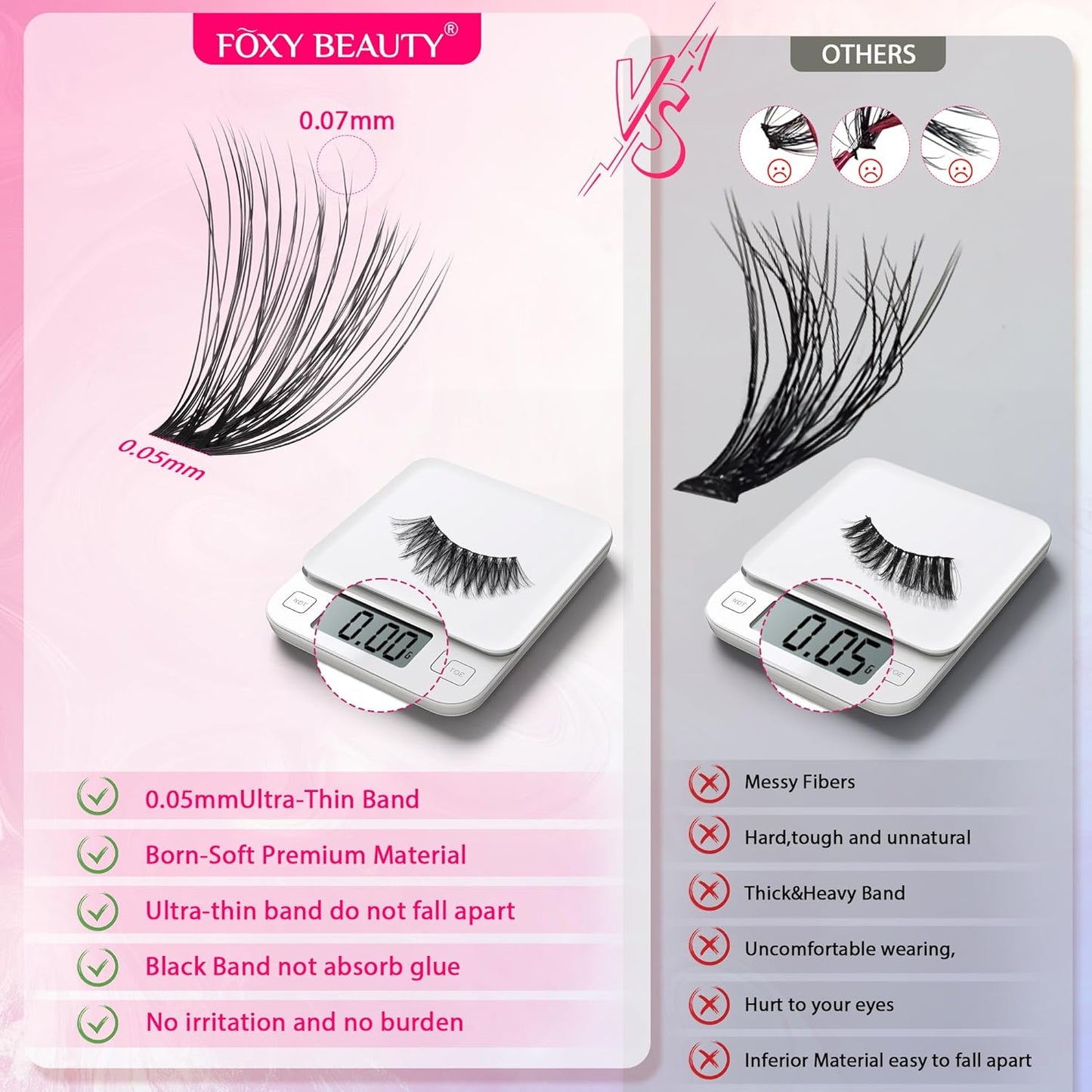 Waltz Lash Clusters Kit - Lash Clusters Lash Extension Kit with Bond and Seal Eyelash Cluster 20D30D40D50D-0.07D Cluster Eyelash Extensions Eyelash Extension Kit DIY at Home