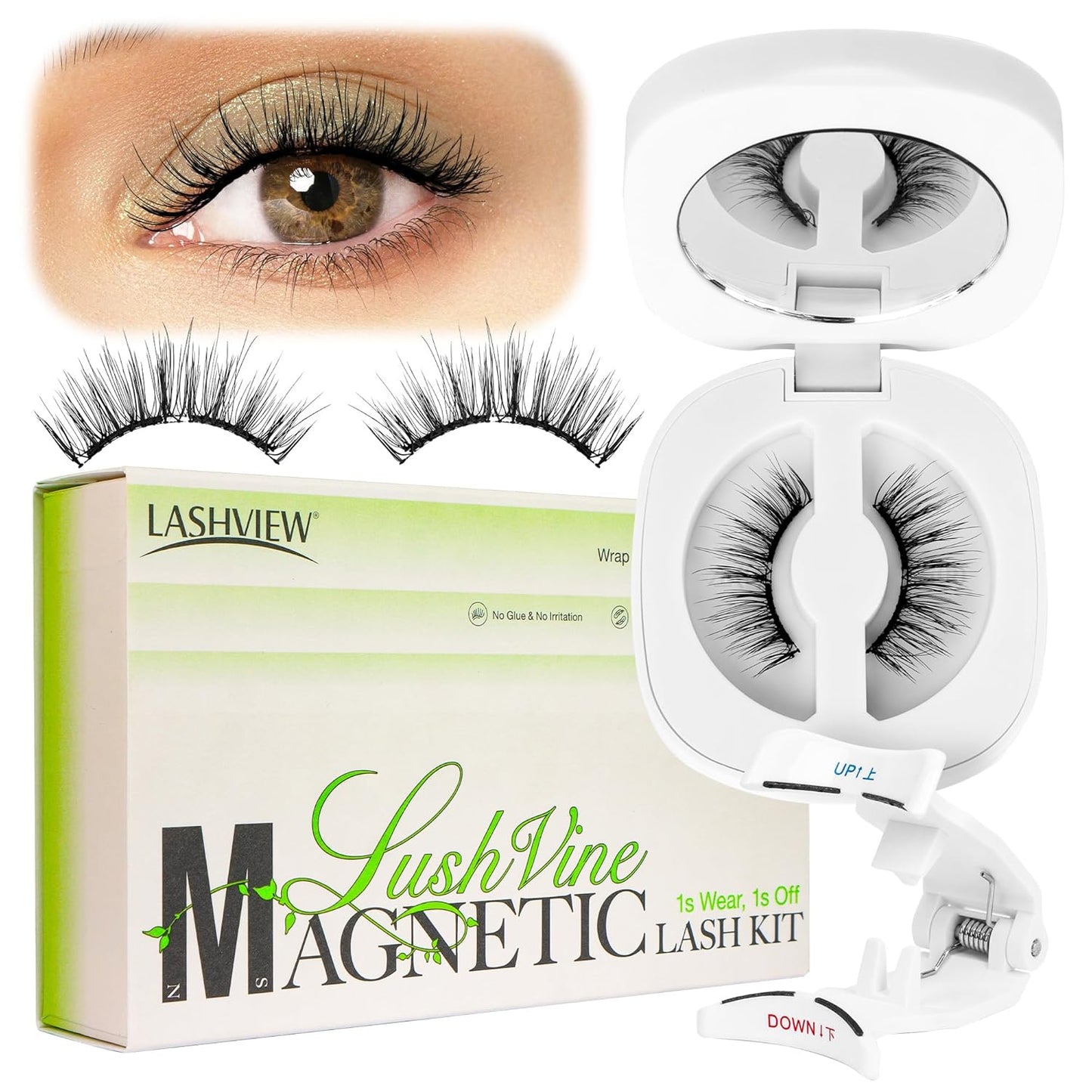LASHVIEW Magnetic Eyelashes with Applicator (L01) No Glue Needed | Reusable & Comfortable | Windproof & Waterproof | Natural Look