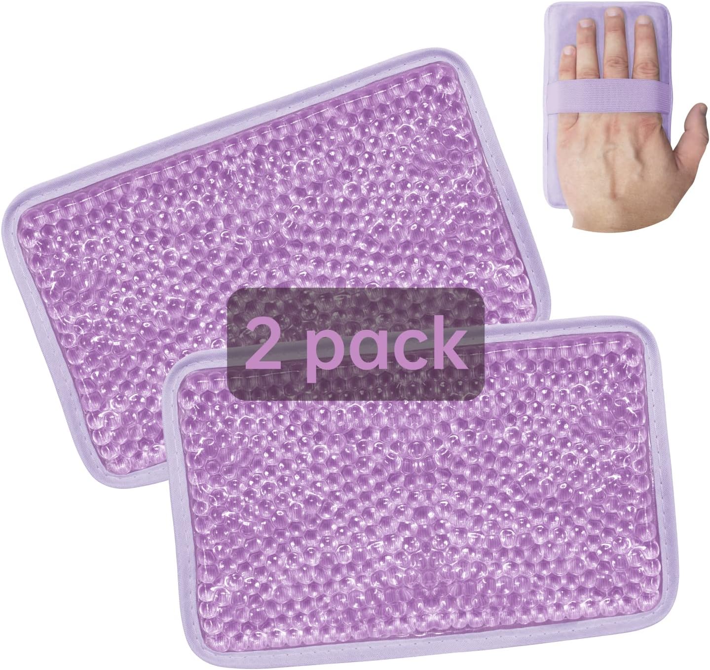 Gel Beads Ice Pack Ice Bag with Strap-Reusable Hot & Cold Pack Compress Therapy for Pain, Swelling,Injuries of Knee, Shoulder, Foot, Back, Ankle, Neck, Hip, Elbow, Wisdom Tooth(2Pack,Purple)