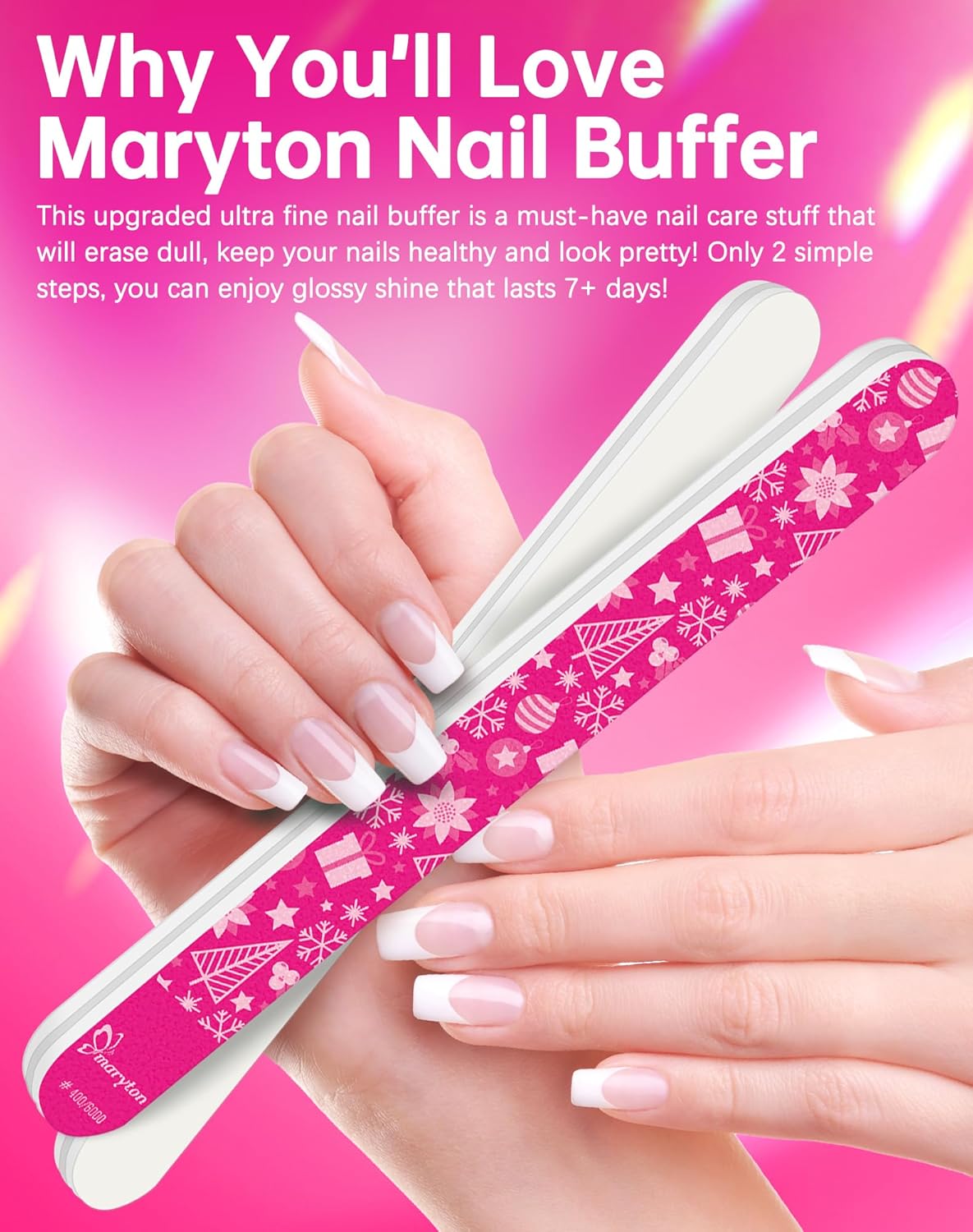 Maryton Nail Buffer for Natural Nails, Unique Gifts for Women, Ultra Shine Buffing Files Nail Care Kit Gifts for Her, 3Pcs
