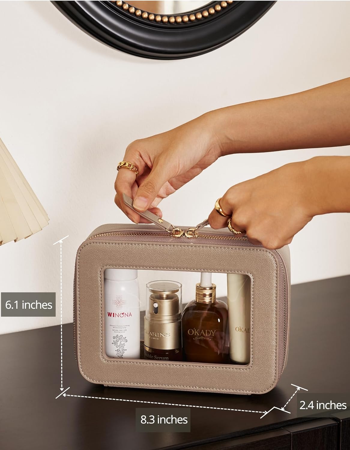 Popvibe Clear Makeup Bag Travel Cosmetic Case Transparent Toiletry Bag with Zipper, Portable Make Up Organizer Traveling Compact Car Bag for Essentials