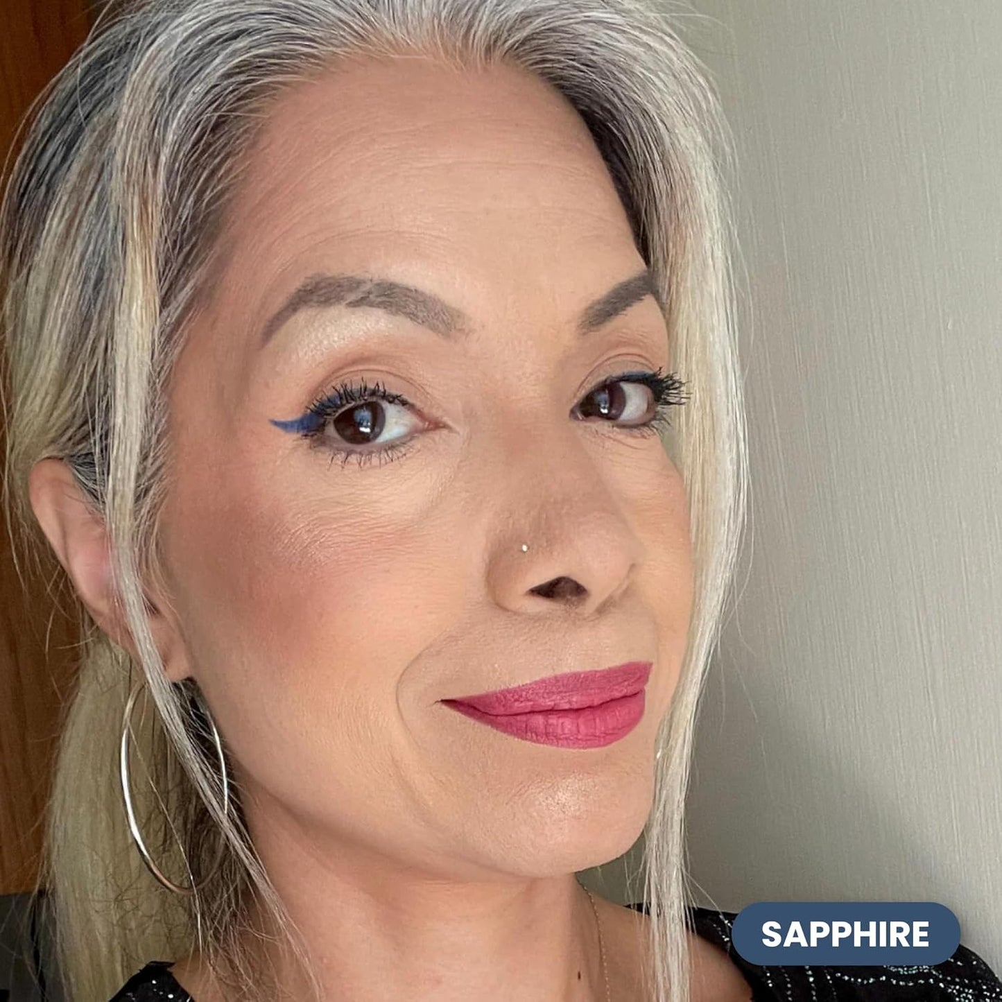 PrimeEyes Glide Eyeliner for Mature Women – Water-Resistant, Long-Stay and Mess-Proof – Gel Cream Texture, Discreet Sharpener and Effective Smudger (Sapphire (blue))