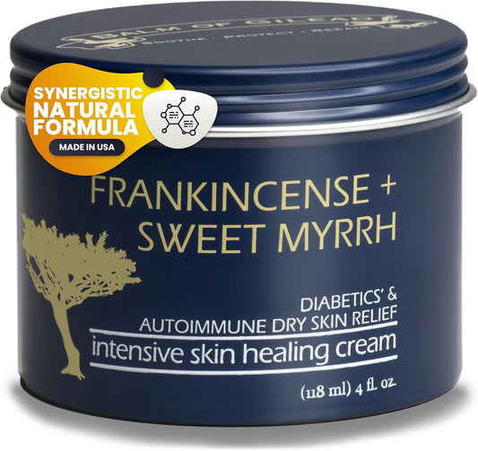 BALM OF GILEAD Foot Healing Cream – Frankincense & Sweet Myrrh Moisturizer for Sensitive Skin - Relieving Foot Therapy & Diabetic Skin Healing - Deeply Nourishing & Synergistic Cream