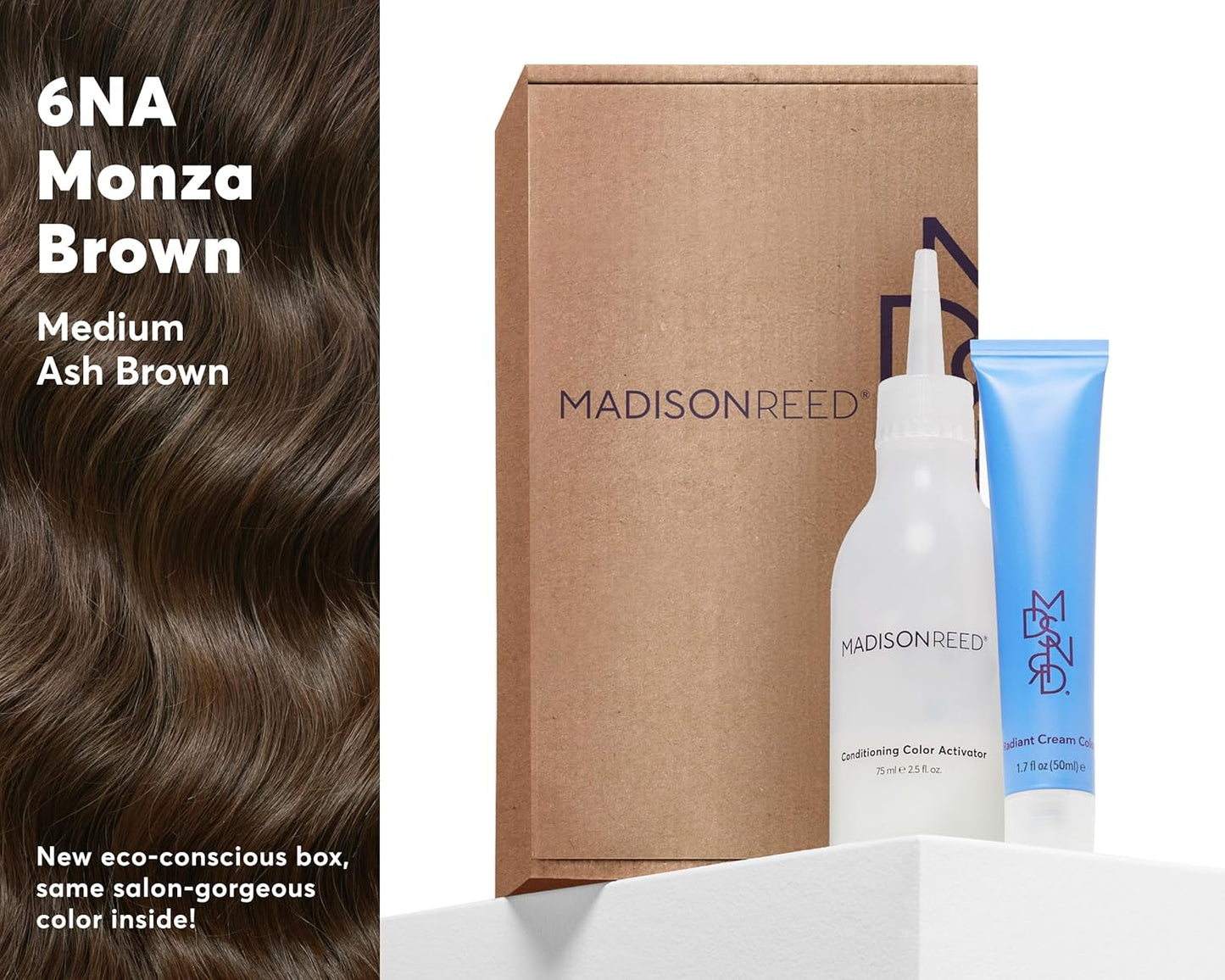 Madison Reed Radiant Hair Color Kit | 6NA Medium Ash Brown with Cool Smoky Undertones (Monza Brown) for 100% Gray Hair Coverage | Dimensional Permanent Hair Dye | PPD-Free & Ammonia-Free | 1 Pack