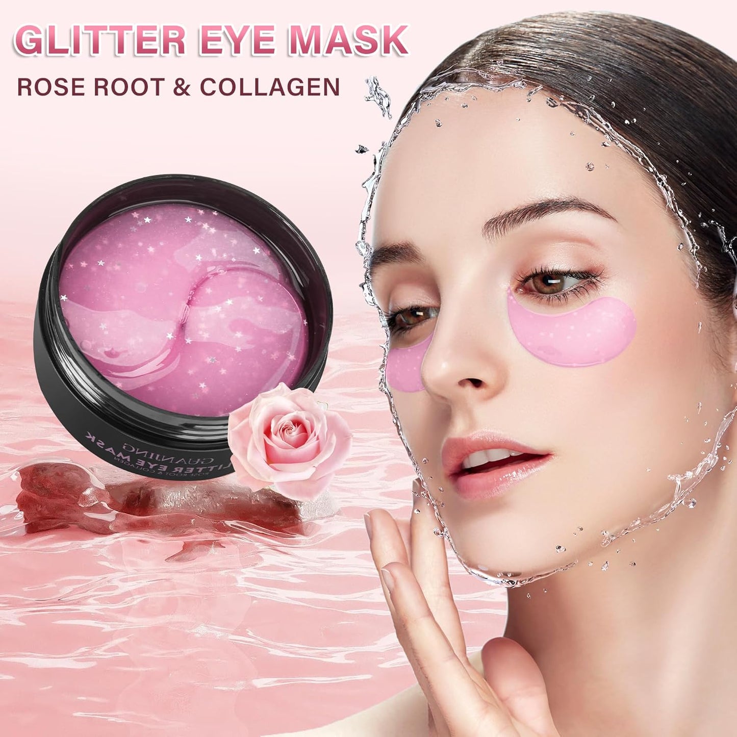 Caffeine Under Eye Masks for Dark Circles (60 Pairs),Puffiness and Eye Fatigue,Shimmering Eye Masks with Hyaluronic Acid Niacinamide, For Women and Men,Anti-Aging Eye Masks