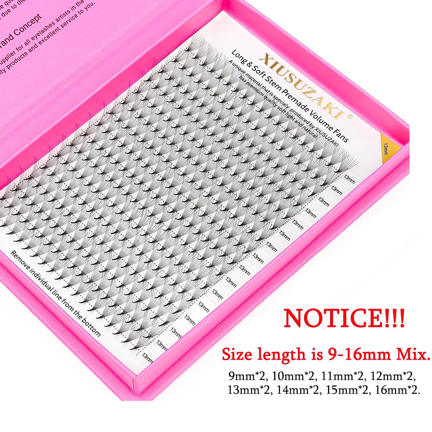 Premade Fans Eyelash Extensions 10D Volume Lash Extensions 0.05 Thickness Eyelash Extension C Curl Premade Lash Fans Mix 9-16mm Fluffy Soft Handmade Lash Fan(10D-0.05-C,9-16mm)