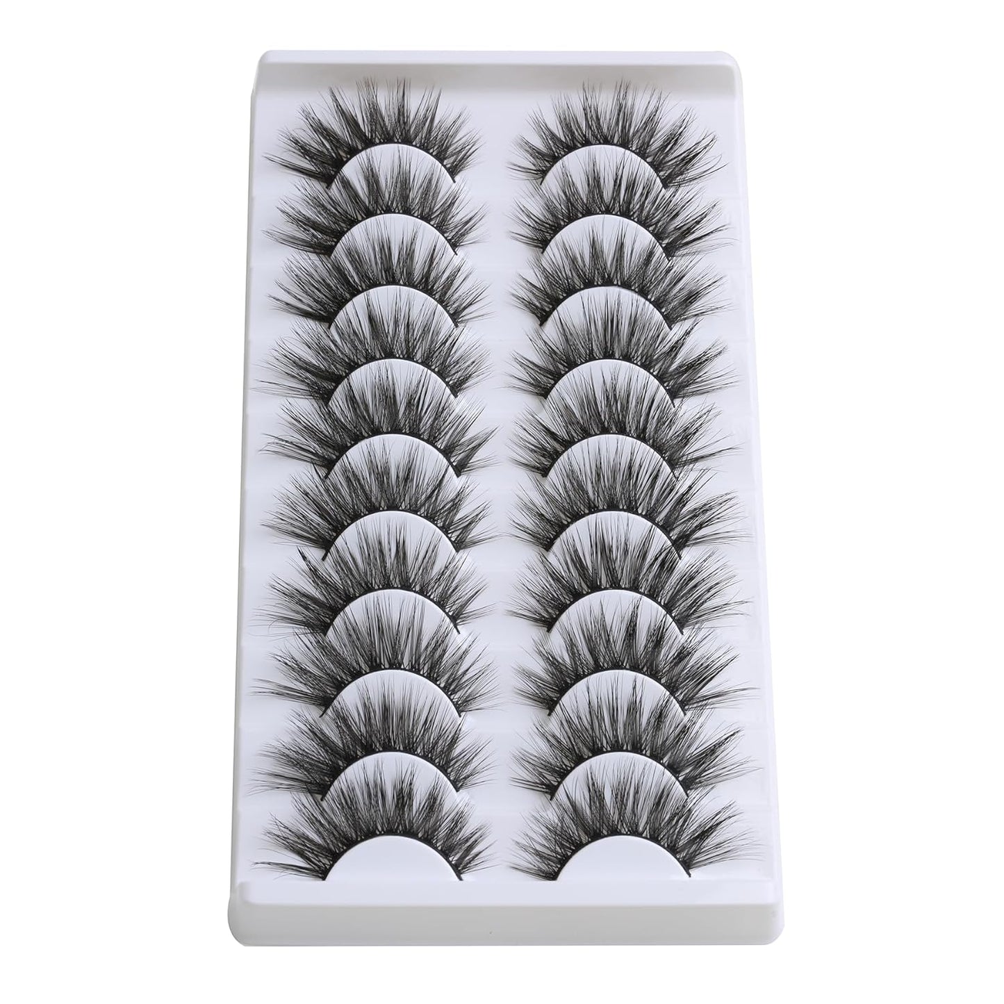 SUNWELL False Eyelashes 16mm Mink Lashes Cat Eye Faux Mink Lashes 8D Fluffy Strip Lashes Soft Wispy Luxury Volume Fake Eyelashes 10 Pairs Pack