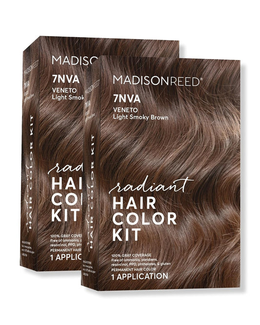 Madison Reed Radiant Hair Color Kit | 7NVA Light Cool Brown (Veneto Brown) for 100% Gray Hair Coverage | Dimensional Salon-Quality Permanent Hair Dye | PPD-Free & Ammonia-Free | 2 Pack