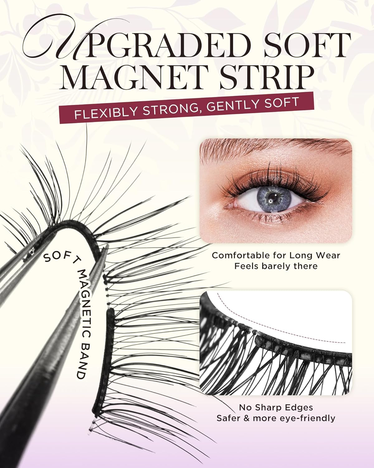 BEYELIAN Magnetic Eyelashes with Applicator, Soft Magnetic Lashes Natural Look Comfortable & Secure Fit Easy to Apply Reusable (1 Pairs, CS01)