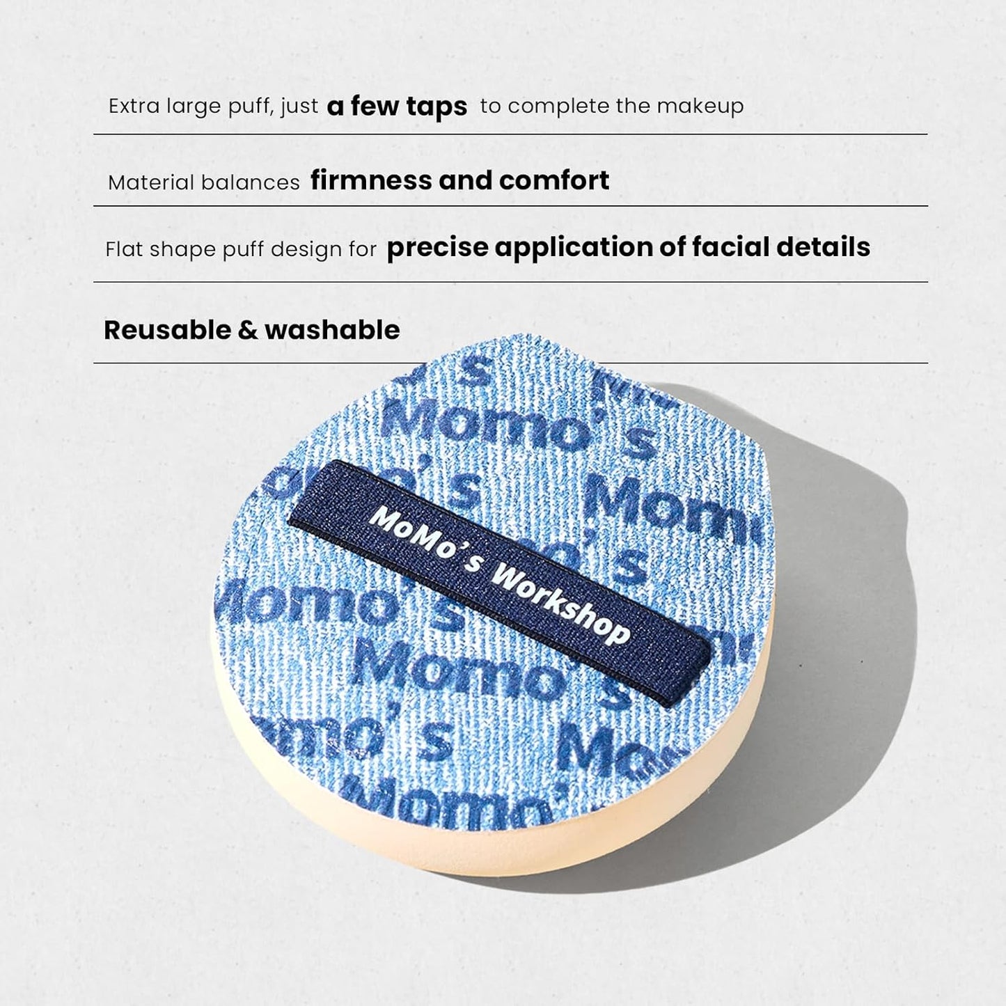 Momo's Workshop Makeup Sponge for Foundation, Soft Makeup Blending Puff Reusable, Foundation Puff for Natural Finish & Long-lasting 1PCS Blue