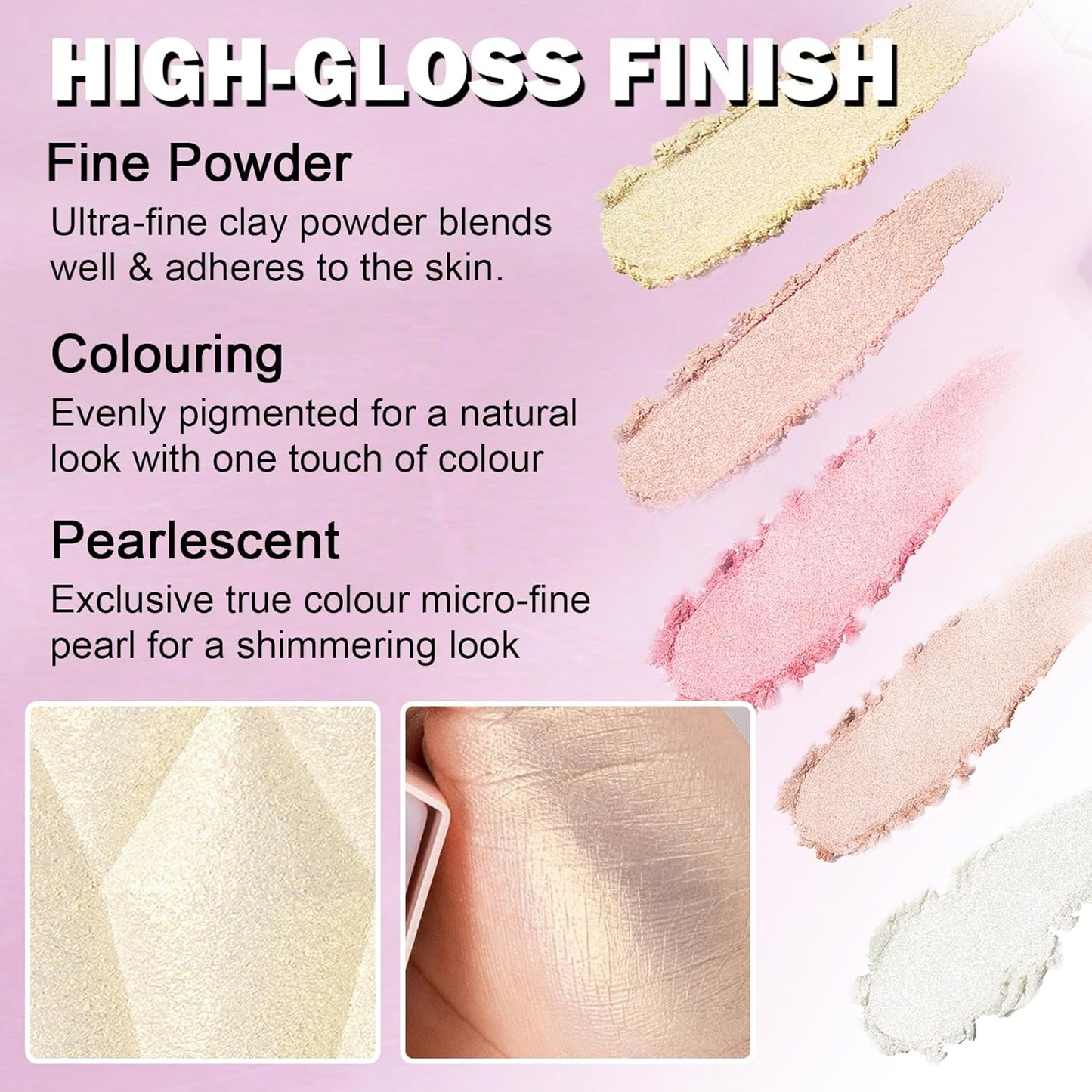 White Highlighter Makeup Palette Face Highlighter Powder Iluminadores De Maquillaje Narutal Shimmer Glitter Highlighter Blush Powder Makeup Palette-03 Fairy Pink