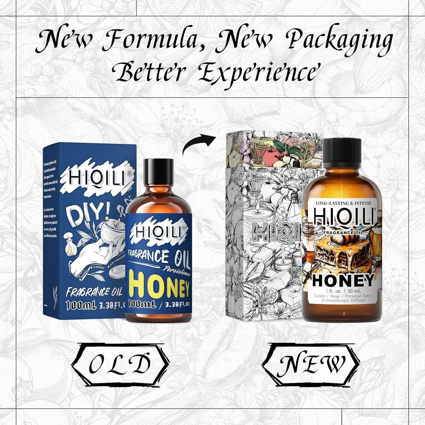 HIQILI Honey Fragrance Oil for Making Candle, Soap, Perfume, Warm Scents for Essential Oil Diffusers, Great for Home, Laundry - 1 Fl Oz