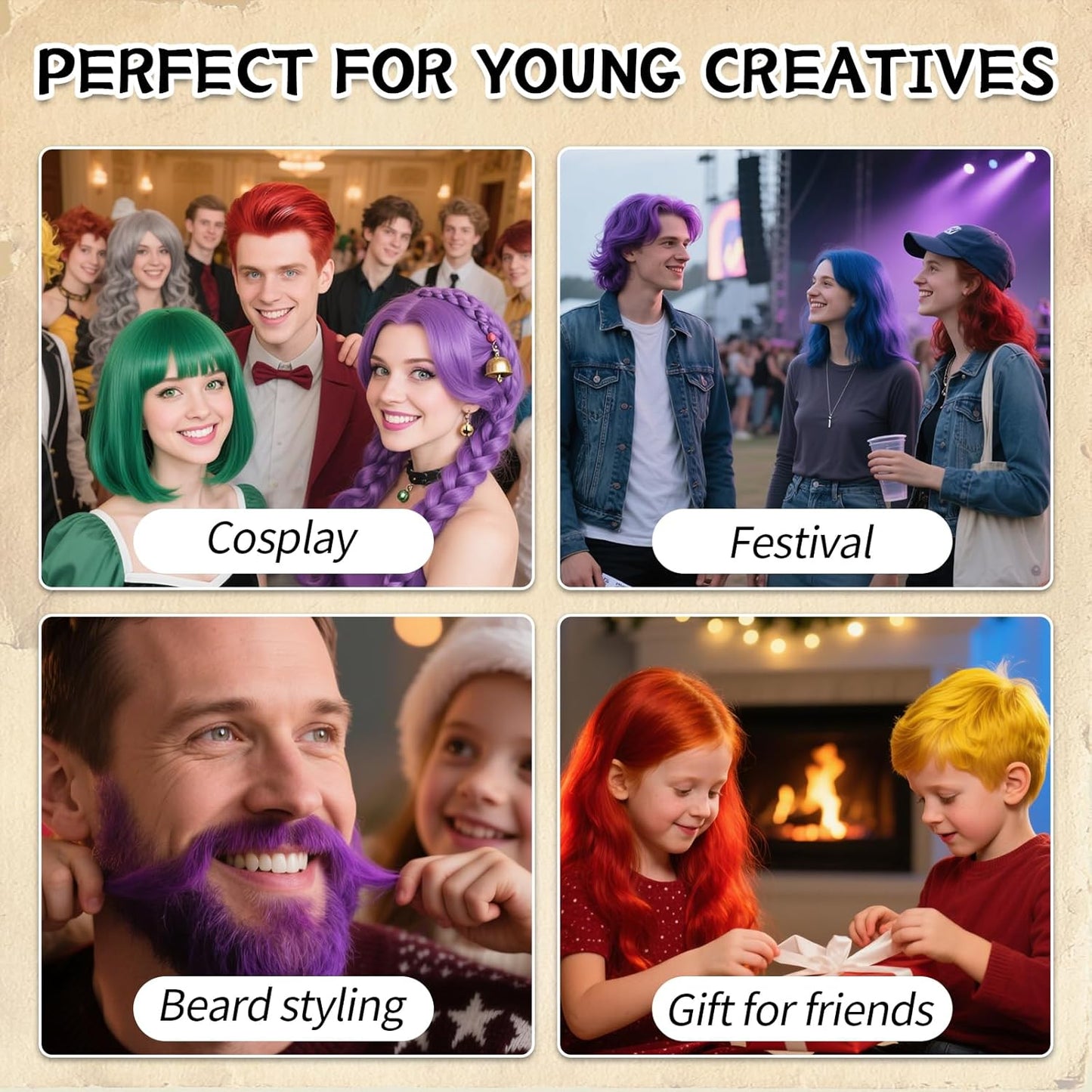 Byhoo 6PCS Temporary Hair Dye for Dark Hair, Hair Chalk for Girls, Kids Hair Dye, Washable Hair Color, Girl Gifts for 7-13 Year Old Girls Birthday