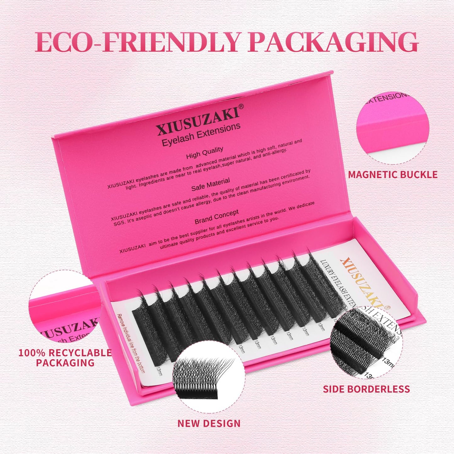 W Lash Extensions Supplies 7D Eyelash Extensions W Shape 0.07mm Thickness C Curl 13mm Premade Fans Easy Fan Lashes Volume Matte Black 12 Rows Crisscross Eye Lashes(W-7D-0.07-C,13mm)