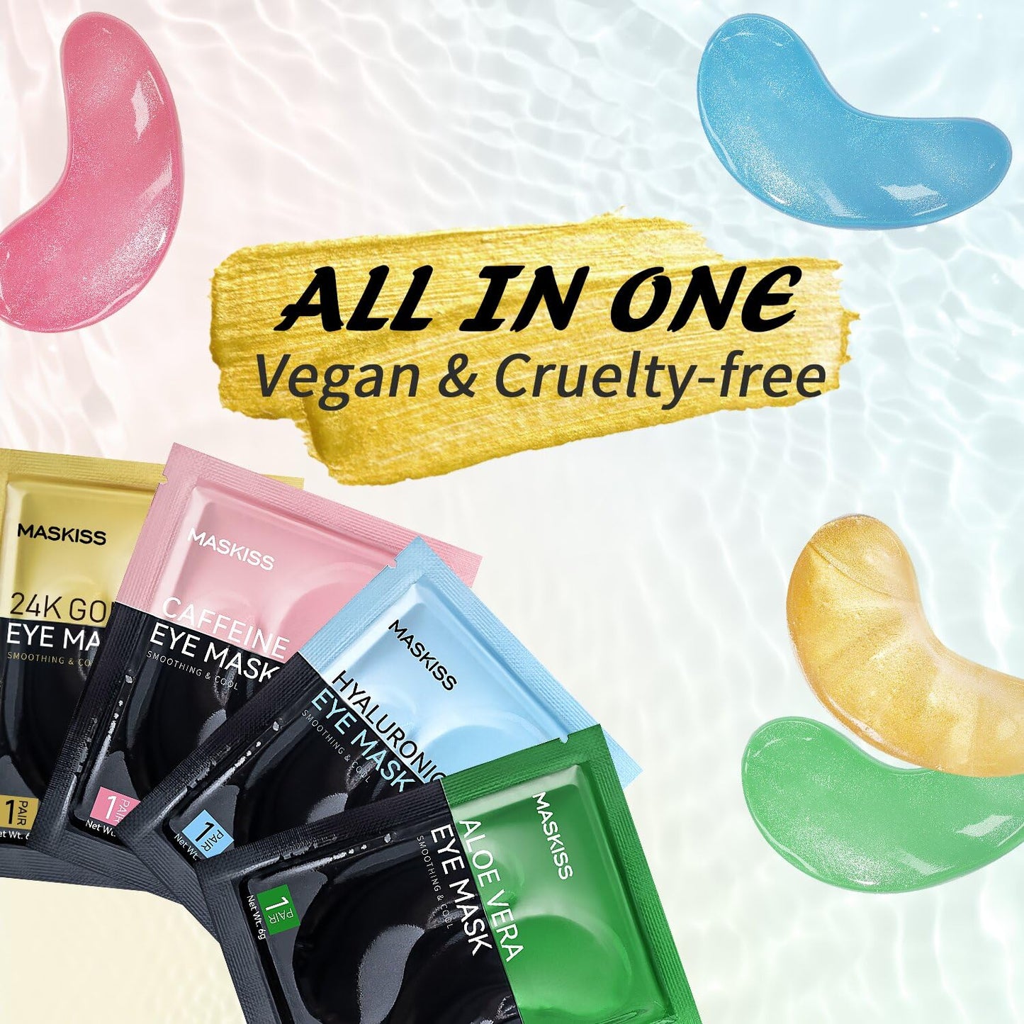 Under Eye Patches(8 Pairs), 24K Gold, Caffeine, Hyaluronic Acid, Aloe Vera Eye Masks for Dark Circles Puffy Eyes Undereye Bags, Eye Skin Care Gift Set for Bachelorette Party Favors