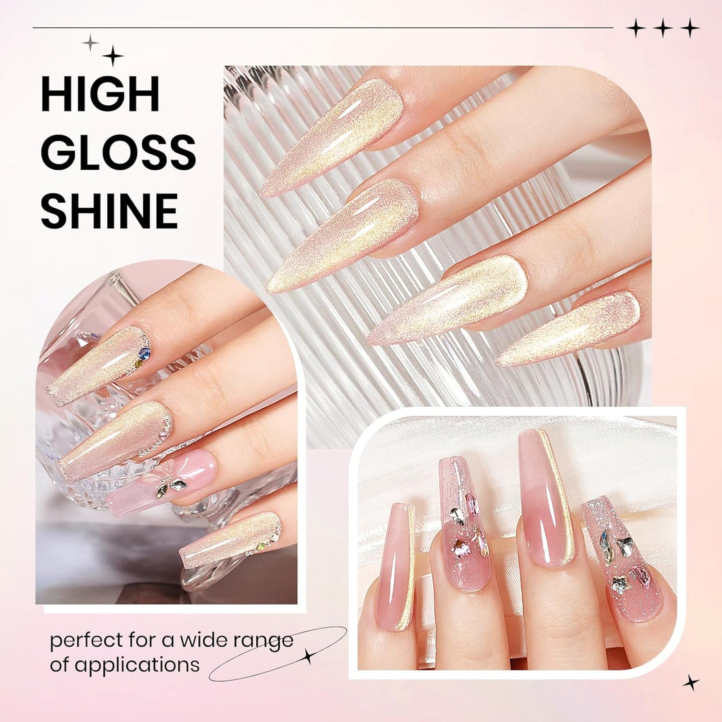 Pink Cat Eye Gel Nail Polish,Magnetic Glitter Cateye Gel Polish Holographic Shimmer Gel Polish Cat Eye Effect with Magnet Soak Off U V Gel Salon DIY at Home, 0.5 OZ