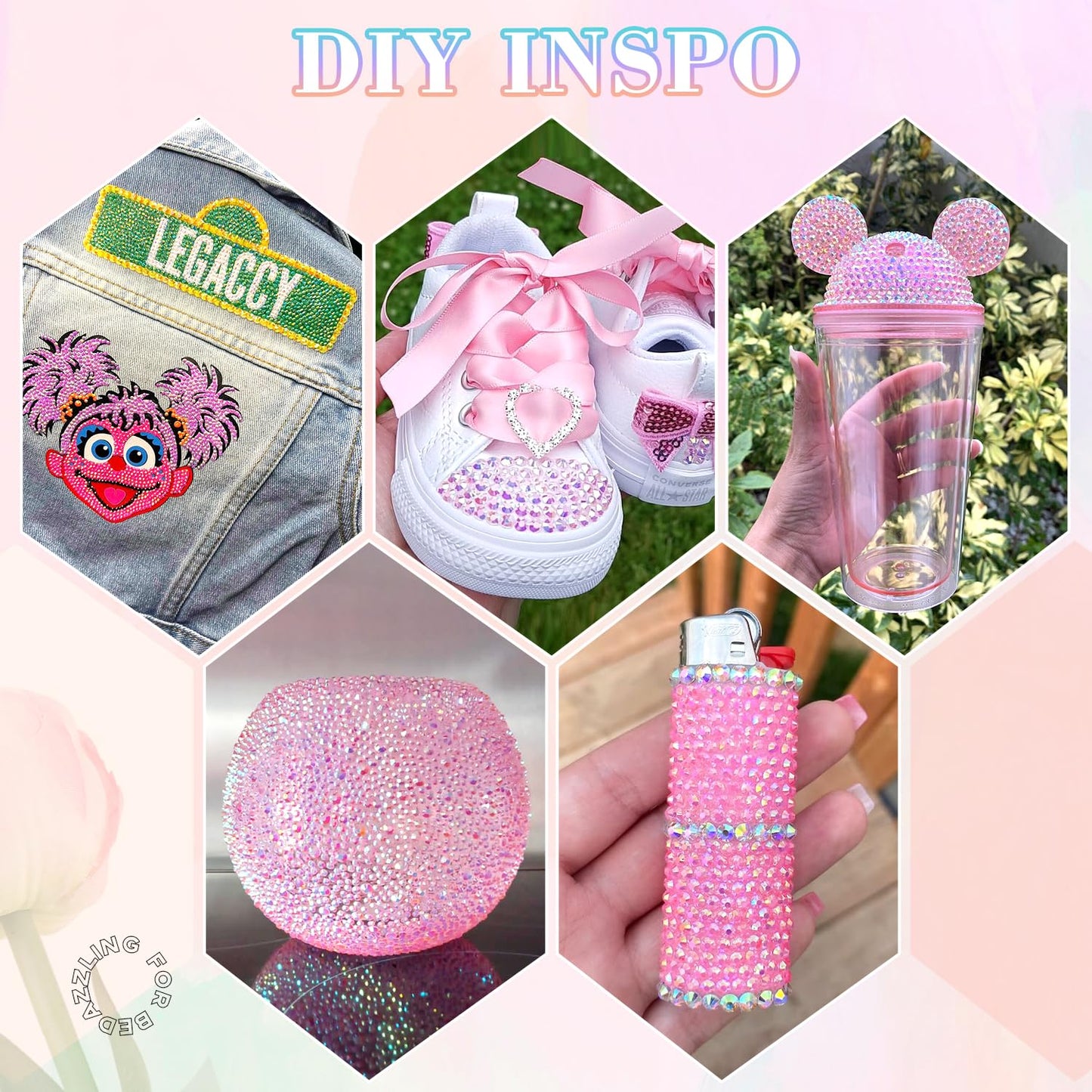 30000Pcs Resin Rhinestones for Bedazzling with 3Pcs B7000 Jewelry Glue, Light Pink AB Flatback Gems Rhinestones for Crafting, Clothing Tumblers Mugs Shoes Fabric Decor Nail Art