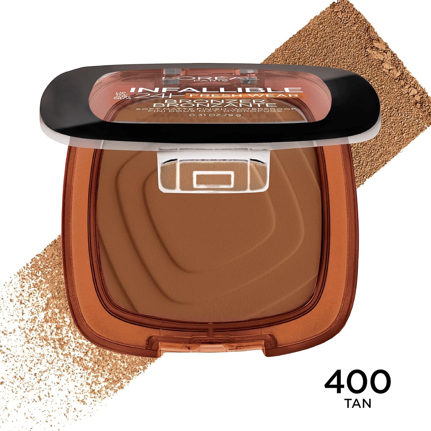 L'Oreal Paris Infallible Up to 24H Fresh Wear Soft Matte Longwear Bronzer. Waterproof, heatproof, Transfer, humidity and sweatproof, Tan, 0.31 oz
