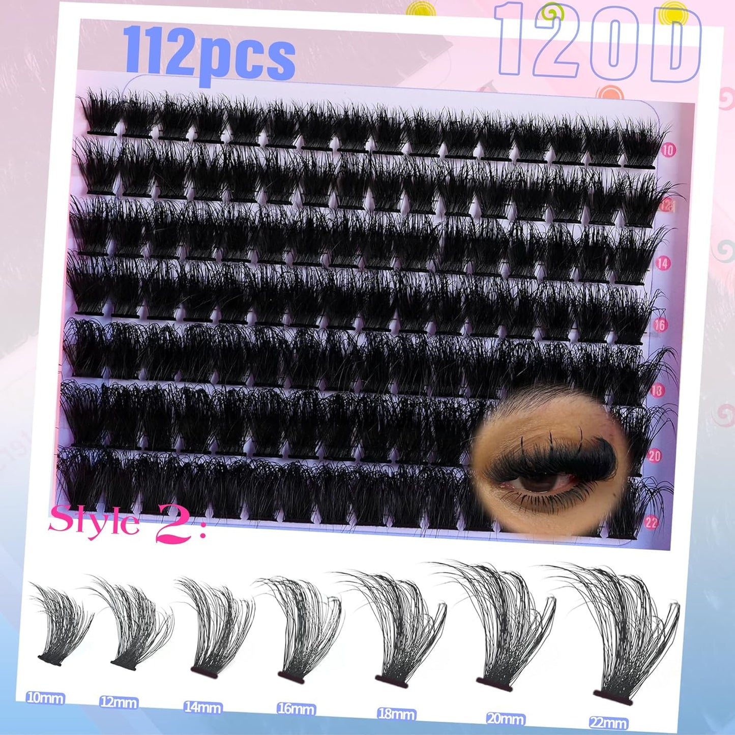 Lash Clusters Fluffy Individual Lashes 80D+120D Thick Eyelash Clusters D Curly Wispy Eyelash Extensions 10-22mm Eyelashes Cluster 252pcs False Eyelashes DIY SinuVelv Lash Extension by Befacl