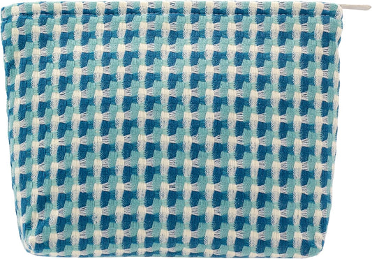 Makeup Bags for Purse Zipper Cosmetic Pouch Large Travel Canvas Make Up Organizer Tool Pouch for Women and Girls,Grid Green