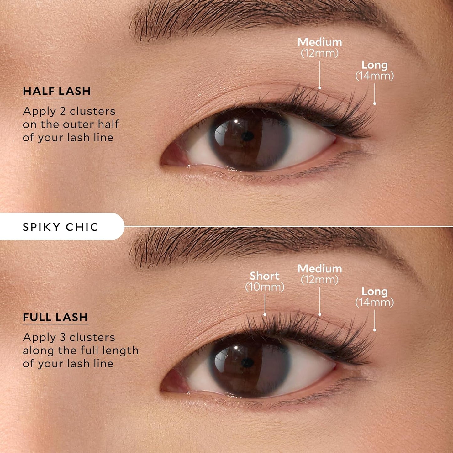 Velour-Xtensions™ Self-Stick Lash Clusters Kit, Self Adhesive Eyelashes, Includes 12 Eyelash Clusters & Applicator, Comfortable & Lightweight Lash Extensions (Spiky Chic)