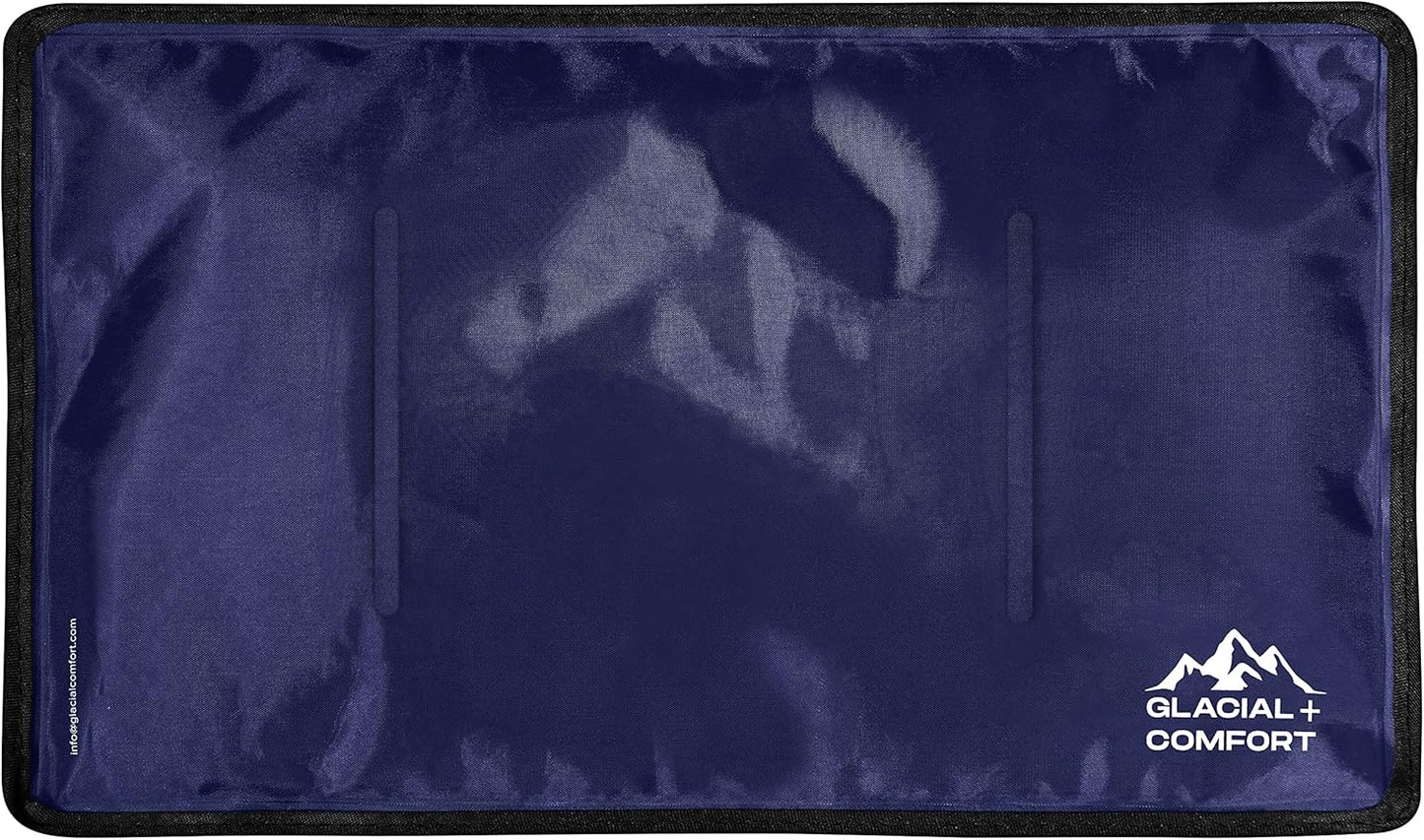 Glacial Comfort Gel Ice Pack for Back Pain - (21''x13'') Reusable Cold Pads Hip, Knee, Shoulder Injuries, Muscle Strains, Migraine & Postpartum Recovery with Flex Technology Compression Pad, Blue