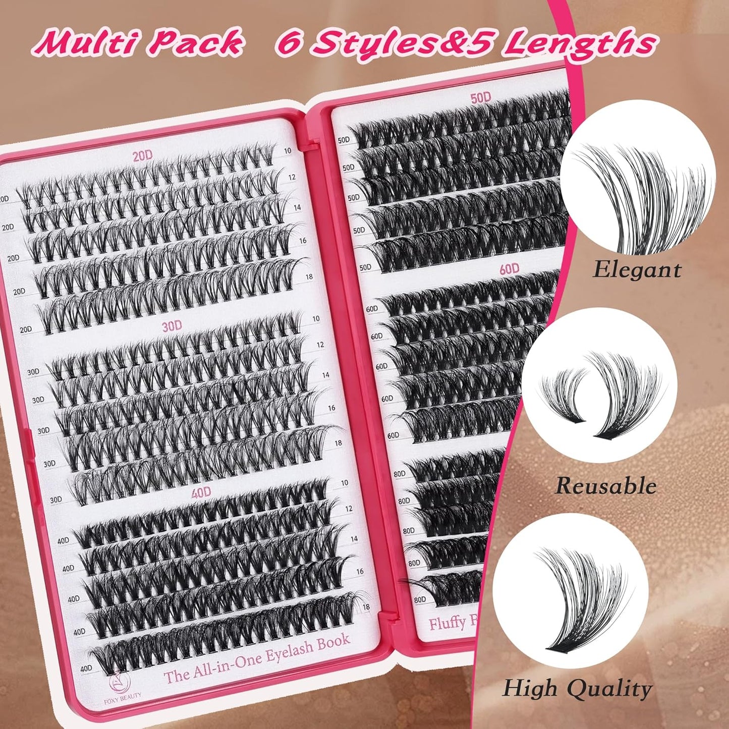 Bombshell Lash Clusters - Eyelash Clusters 20D+30D+40D+50D+60D+80D Wispy Individual Lashes D Curl Lash Extension 10-18MM Natural Lash Clusters DIY Cluster Eyelash Extensions for Beginners