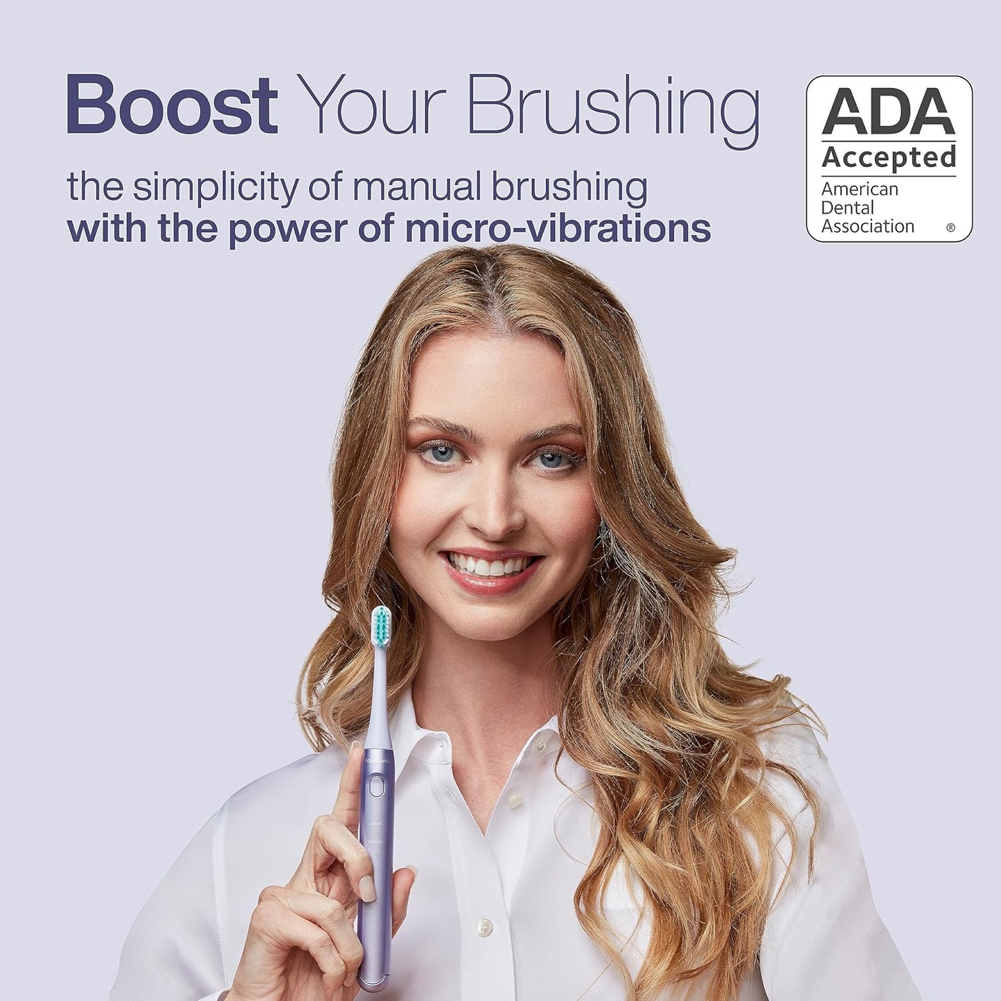 Aquasonic Icon ADA-Accepted Rechargeable Toothbrush | Magnetic Holder & Slim Travel Case | 2 Brushing Modes & Smart Timers | Gentle Micro-Vibrations (Lilac)