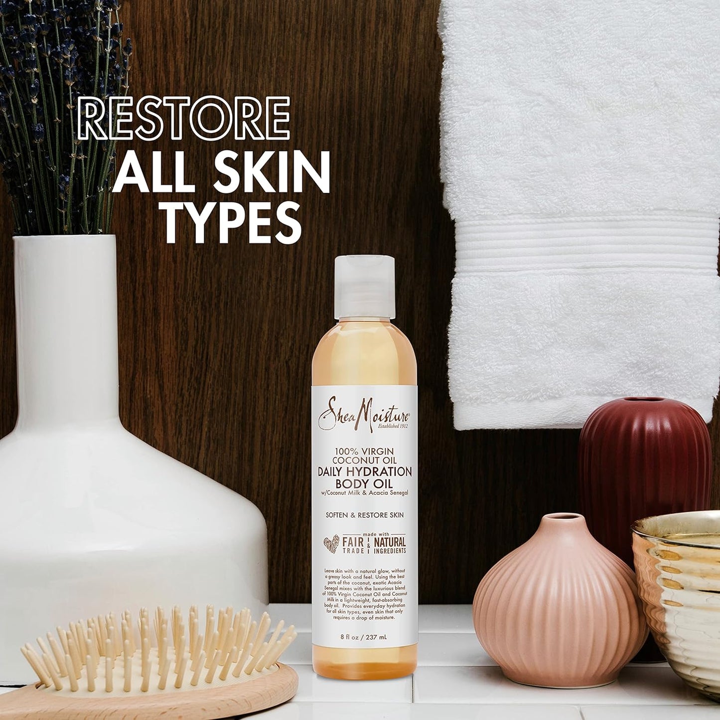 SheaMoisture Daily Hydration Body Oil Virgin Coconut Oil For Dry Skin Paraben Free 8 oz