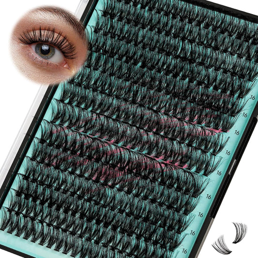 Lash Clusters Wispy 280PCS Eyelash Extension 60D Cluster Lashes Individual Lashes DIY Lash Extension Natural Look Cluster Eyelash Extensions Soft False Eyelashes at Home for Beginners(16mm)